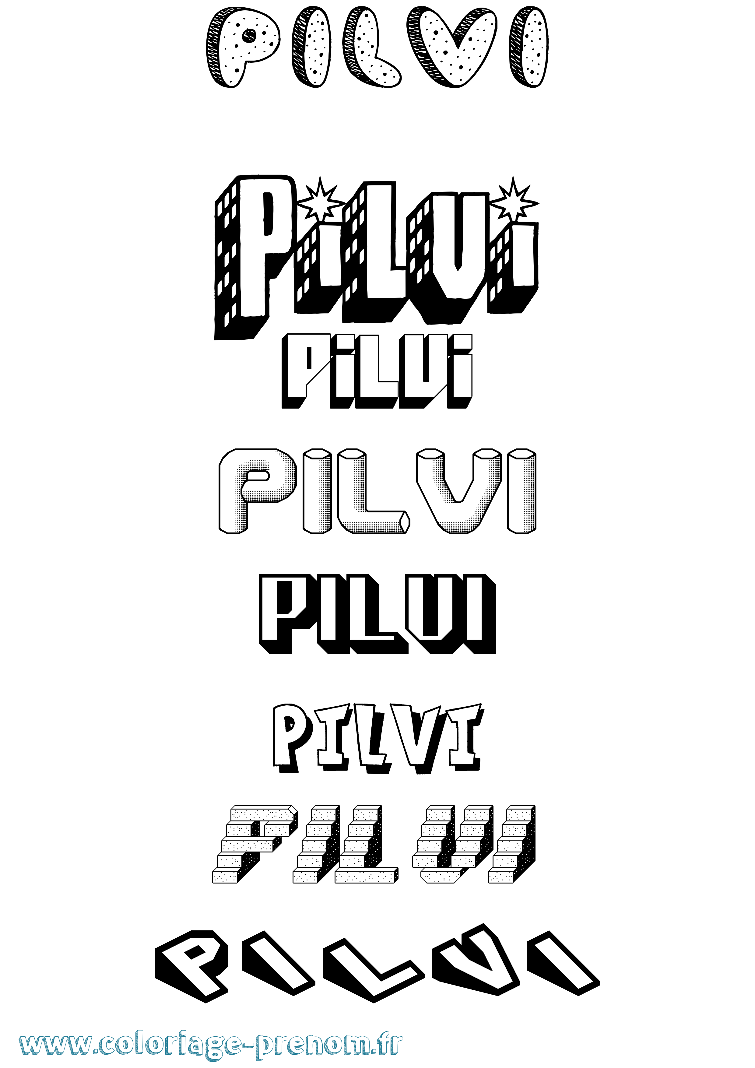 Coloriage Pilvi Effet 3D Coloriage prénom Pilvi Effet 3D