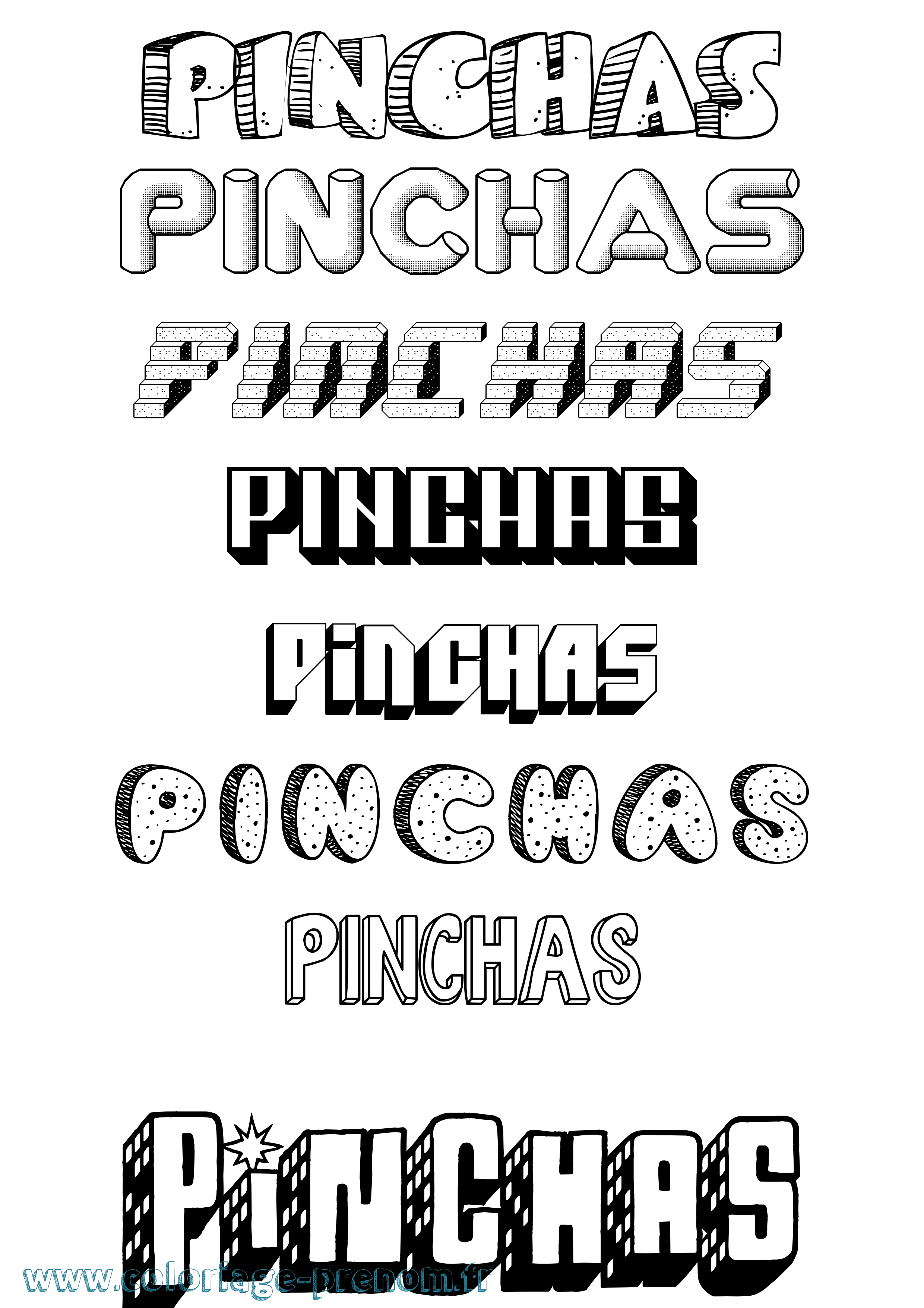 Coloriage Pinchas Effet 3D Coloriage prénom Pinchas Effet 3D