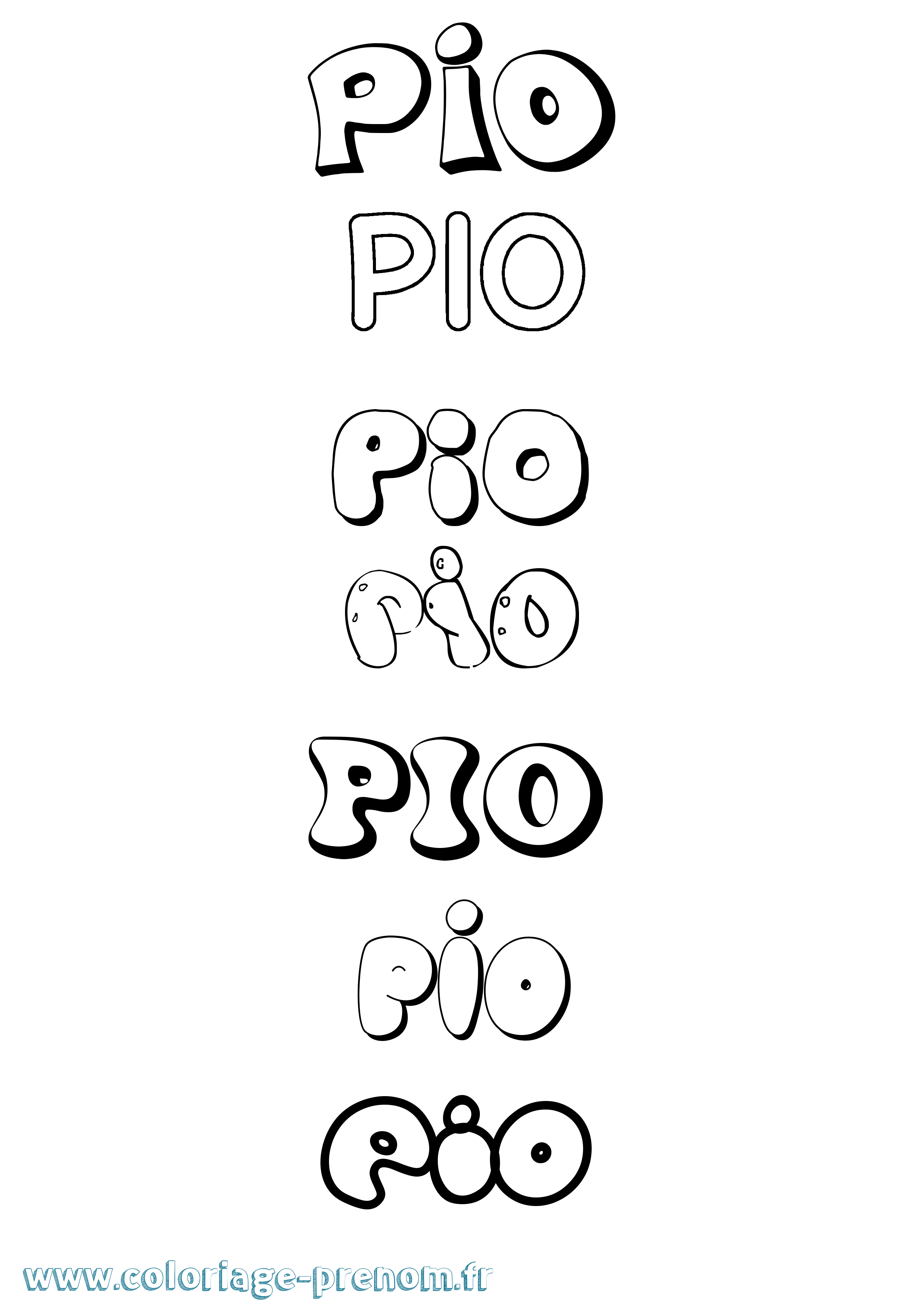 Coloriage Pio Bubble Coloriage prénom Pio Bubble