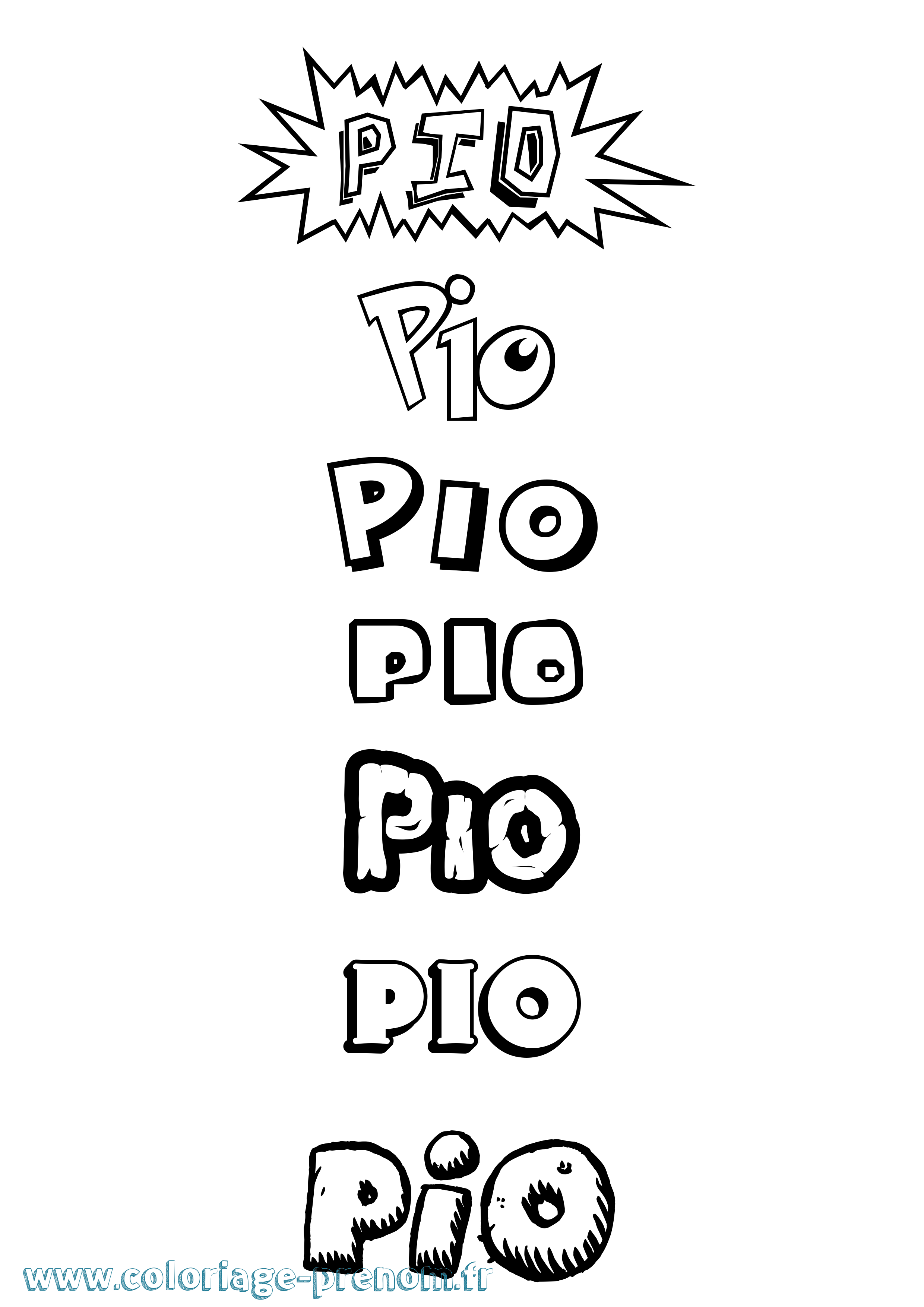 Coloriage Pio Dessin Animé Coloriage prénom Pio Dessin Animé