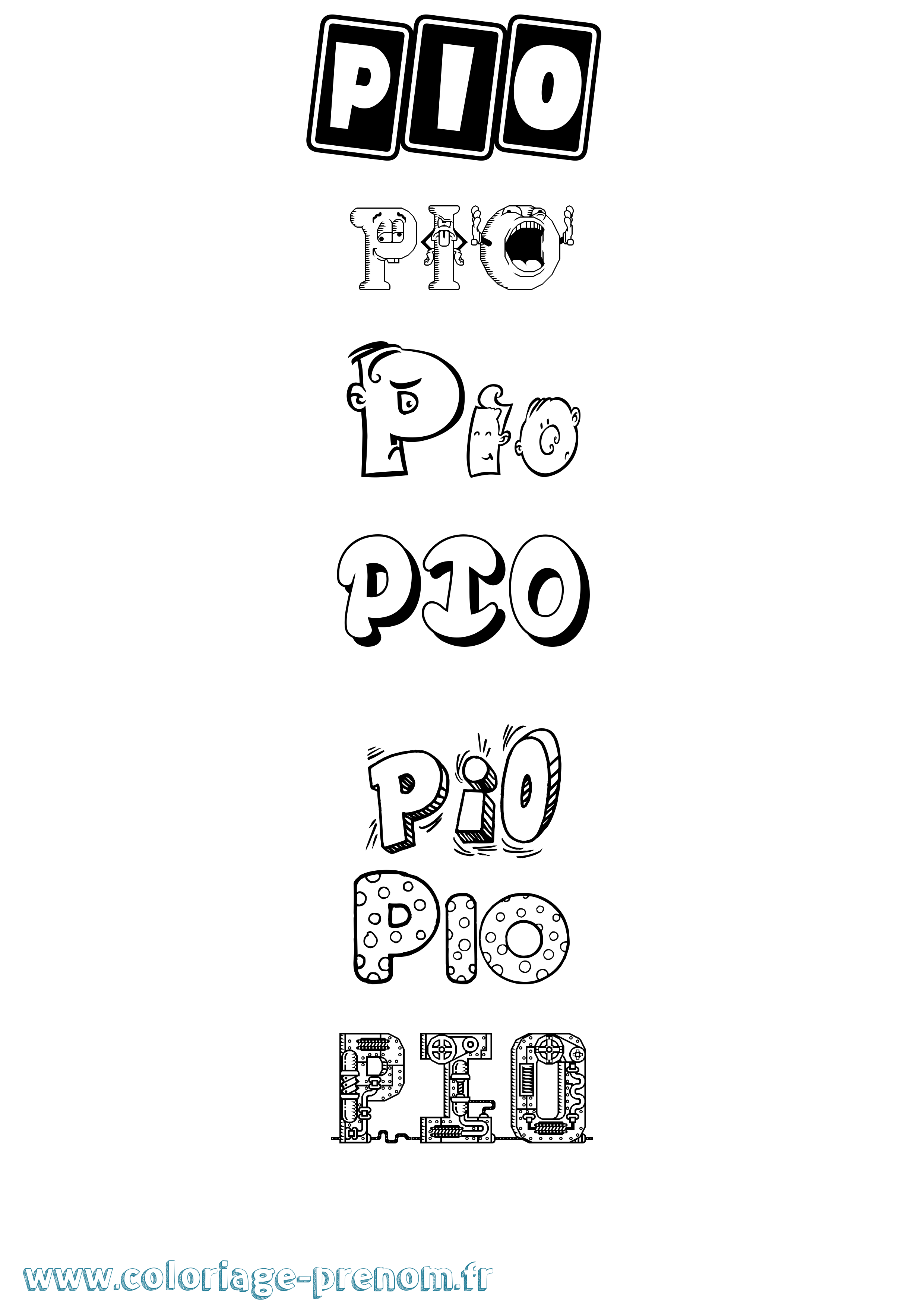 Coloriage Pio Fun Coloriage prénom Pio Fun
