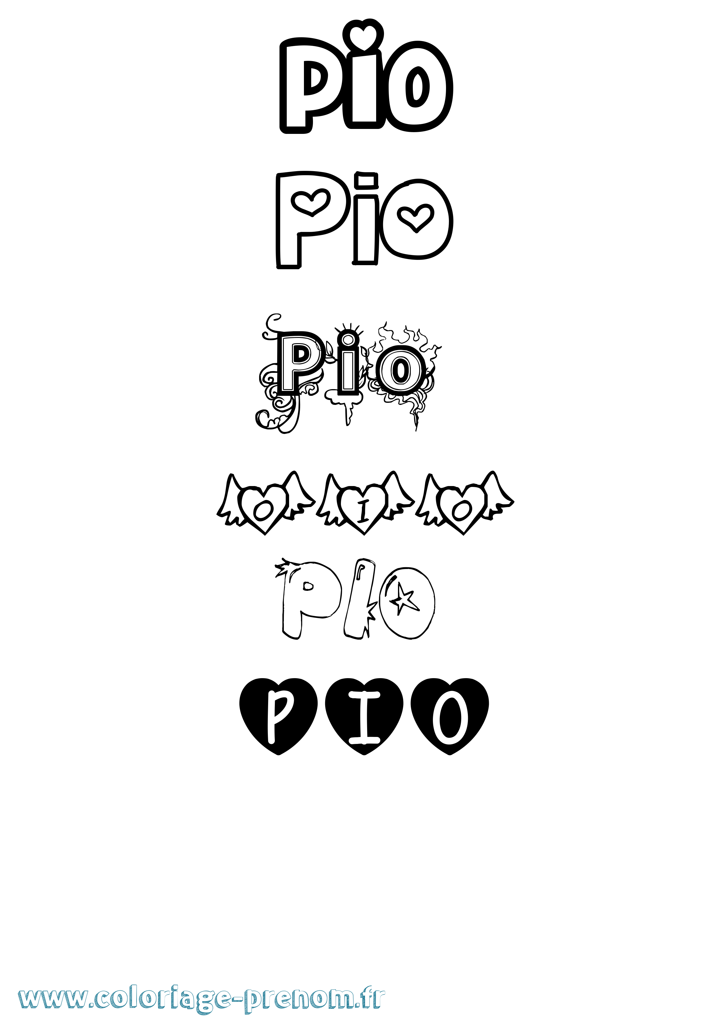 Coloriage Pio Girly Coloriage prénom Pio Girly