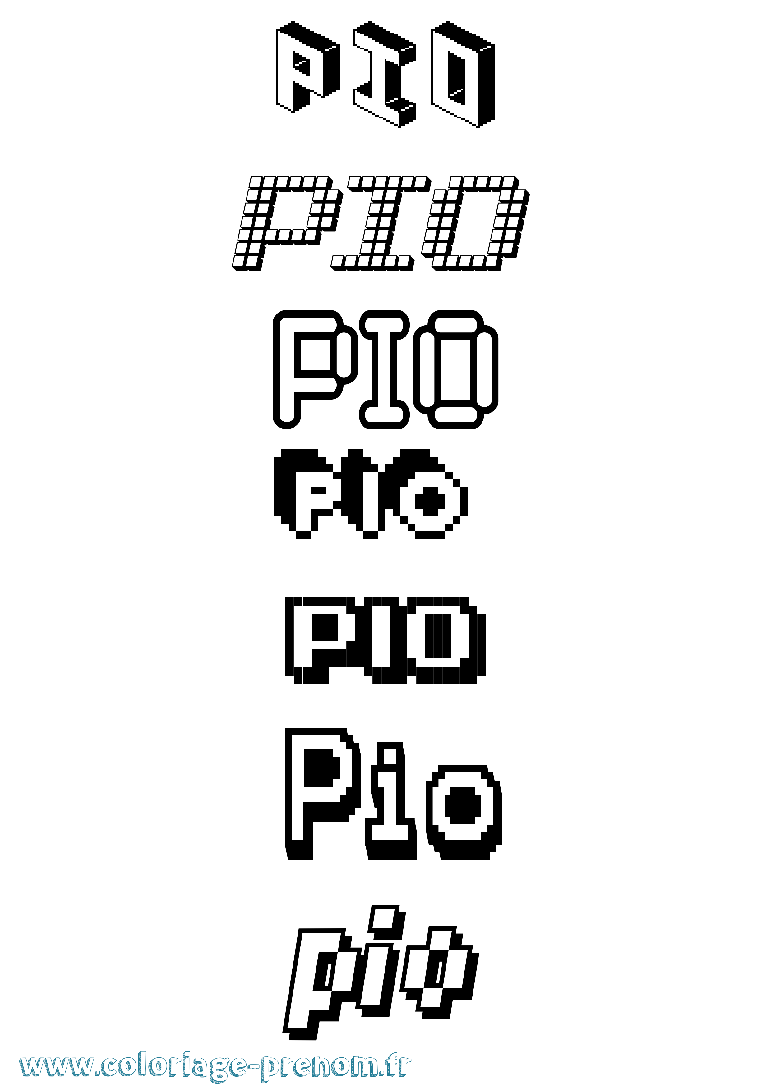 Coloriage Pio Pixel Coloriage prénom Pio Pixel