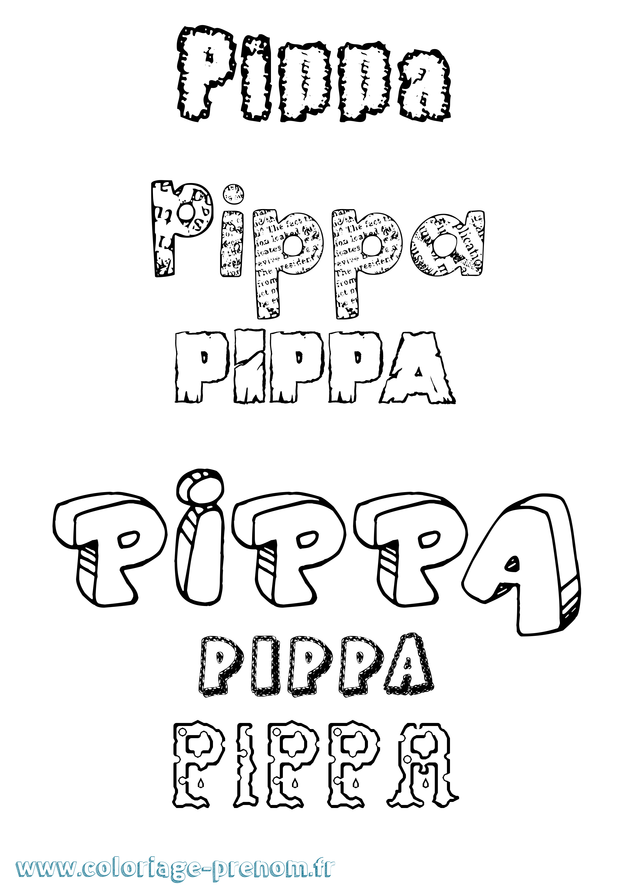 Coloriage Pippa Destructuré Coloriage prénom Pippa Destructuré