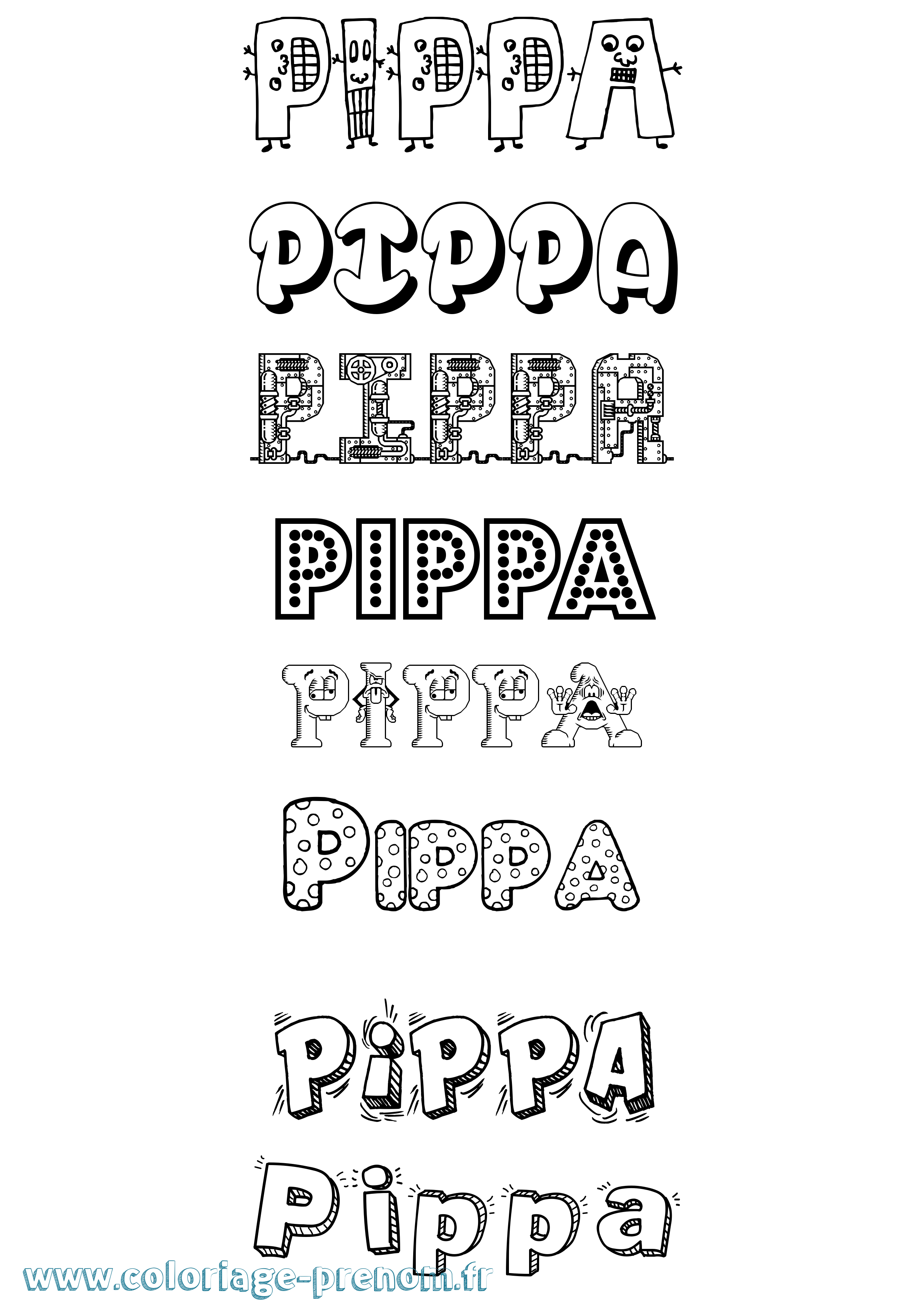 Coloriage Pippa Fun Coloriage prénom Pippa Fun