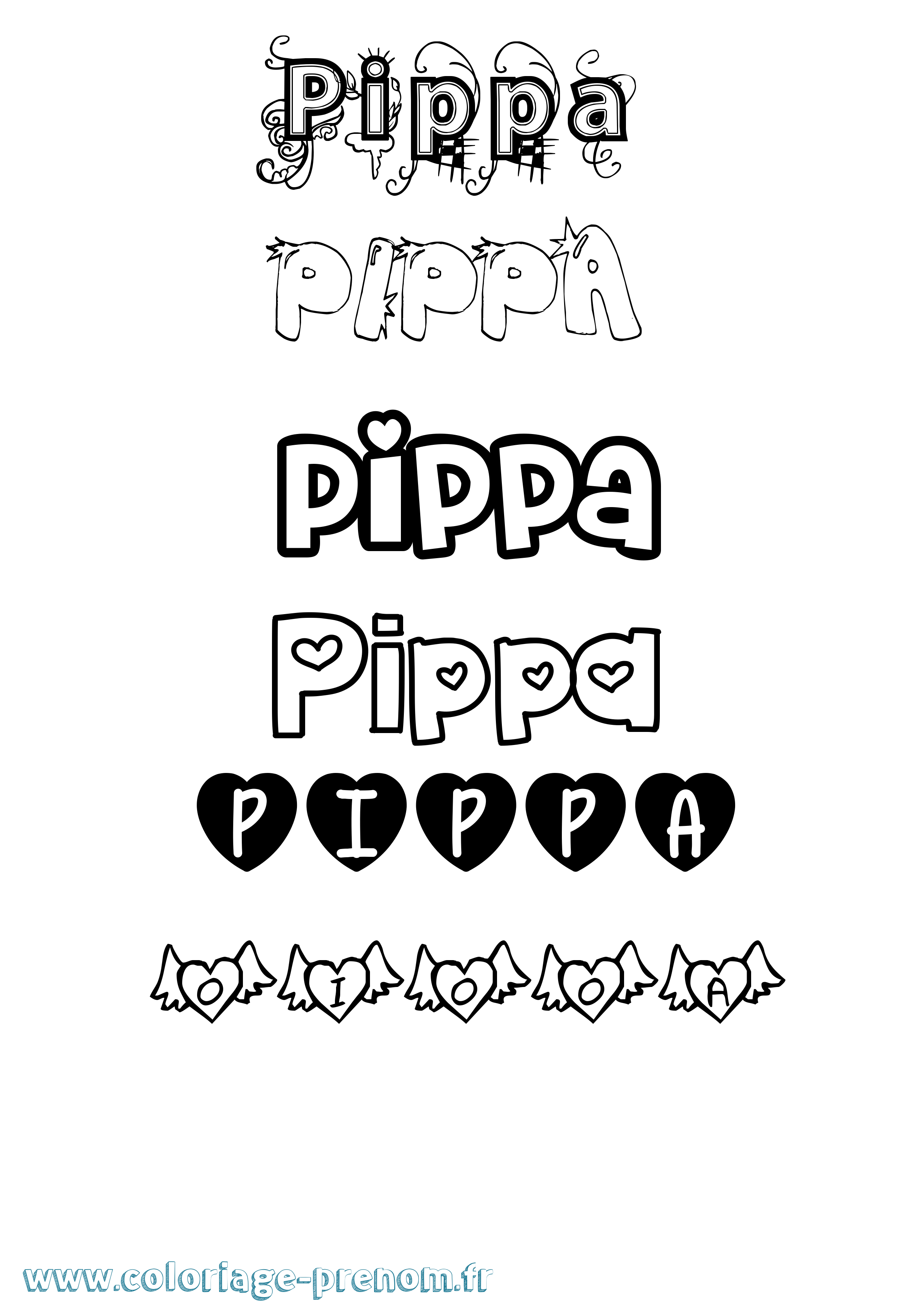 Coloriage Pippa Girly Coloriage prénom Pippa Girly