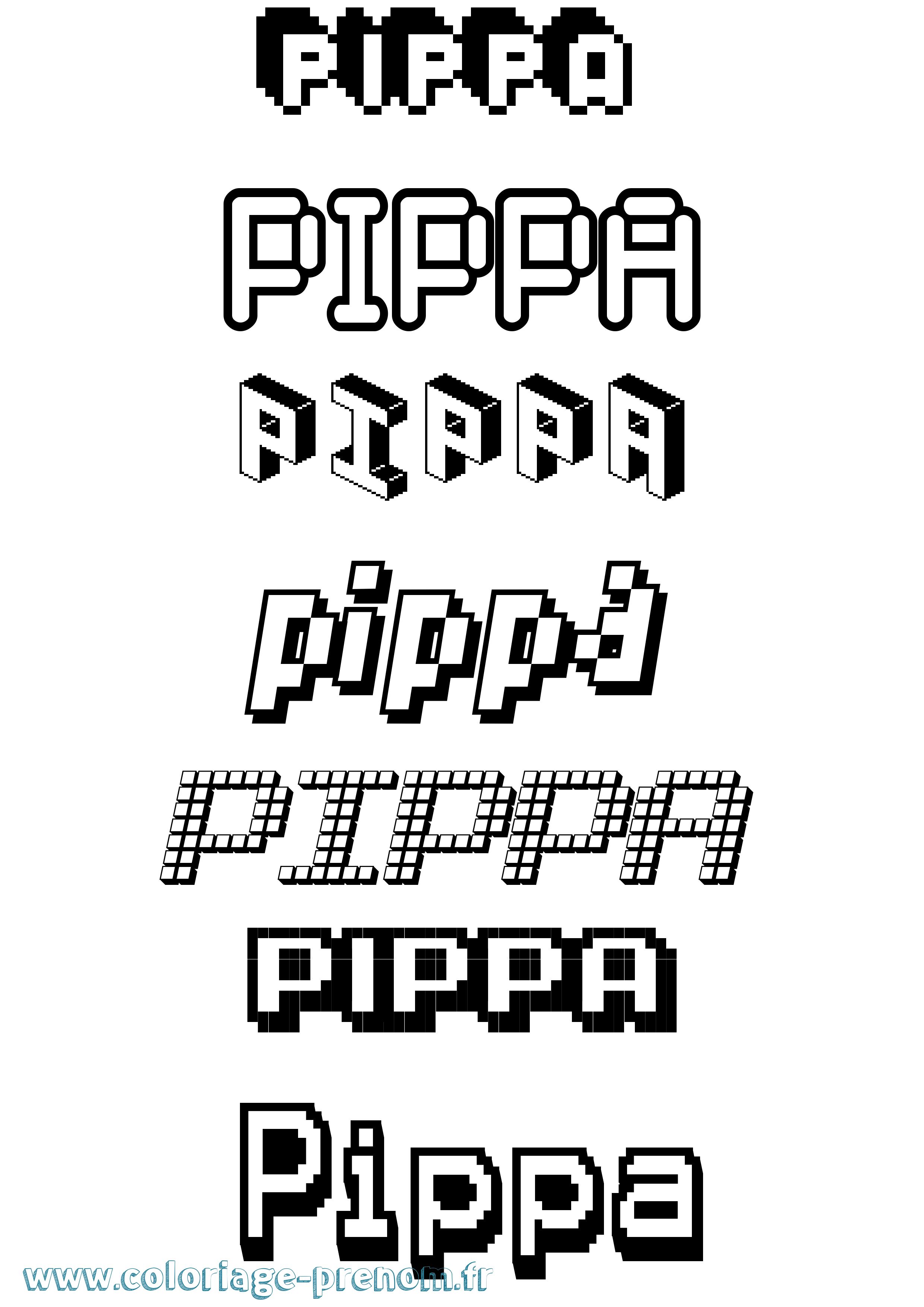 Coloriage Pippa Pixel Coloriage prénom Pippa Pixel