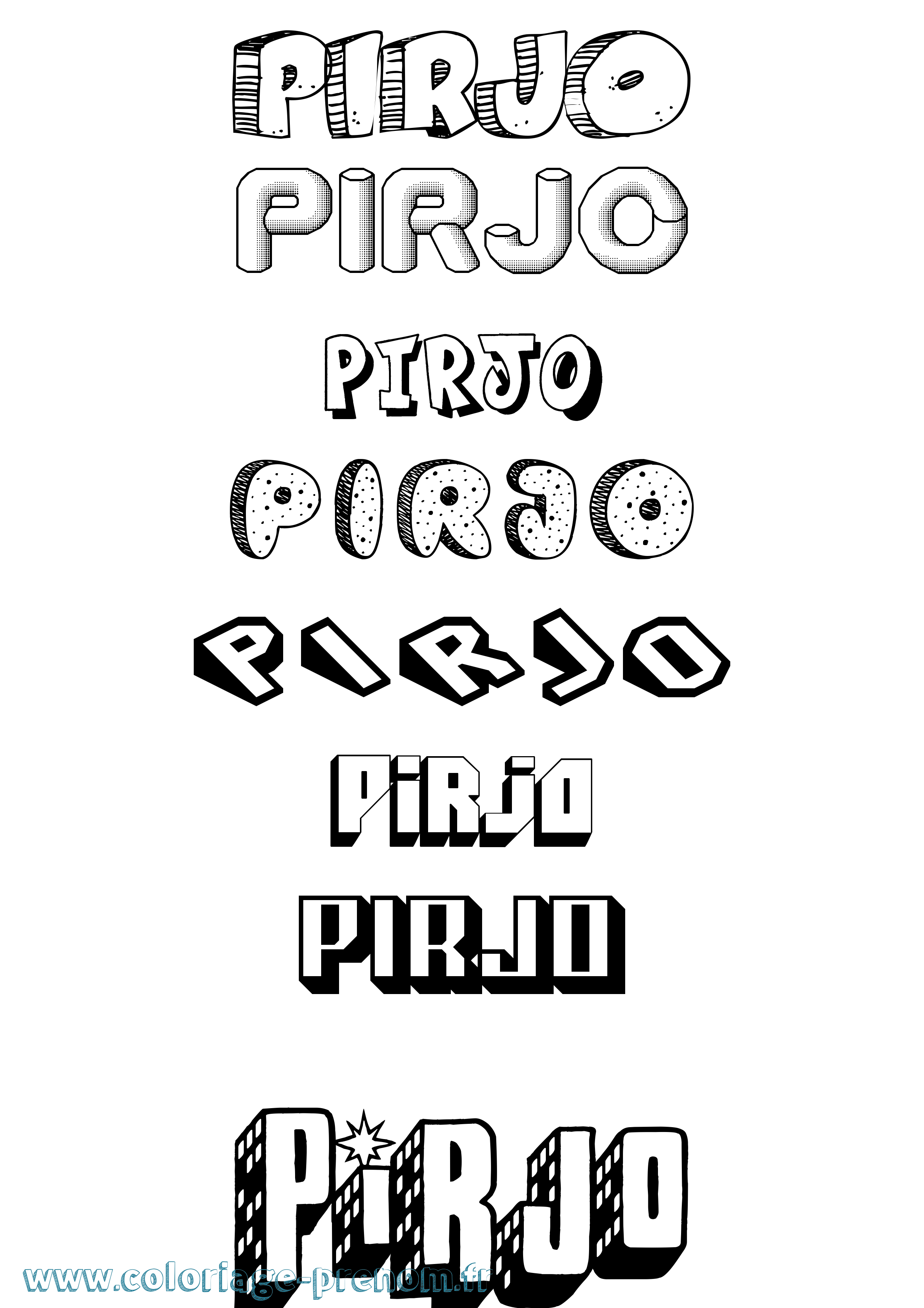 Coloriage Pirjo Effet 3D Coloriage prénom Pirjo Effet 3D