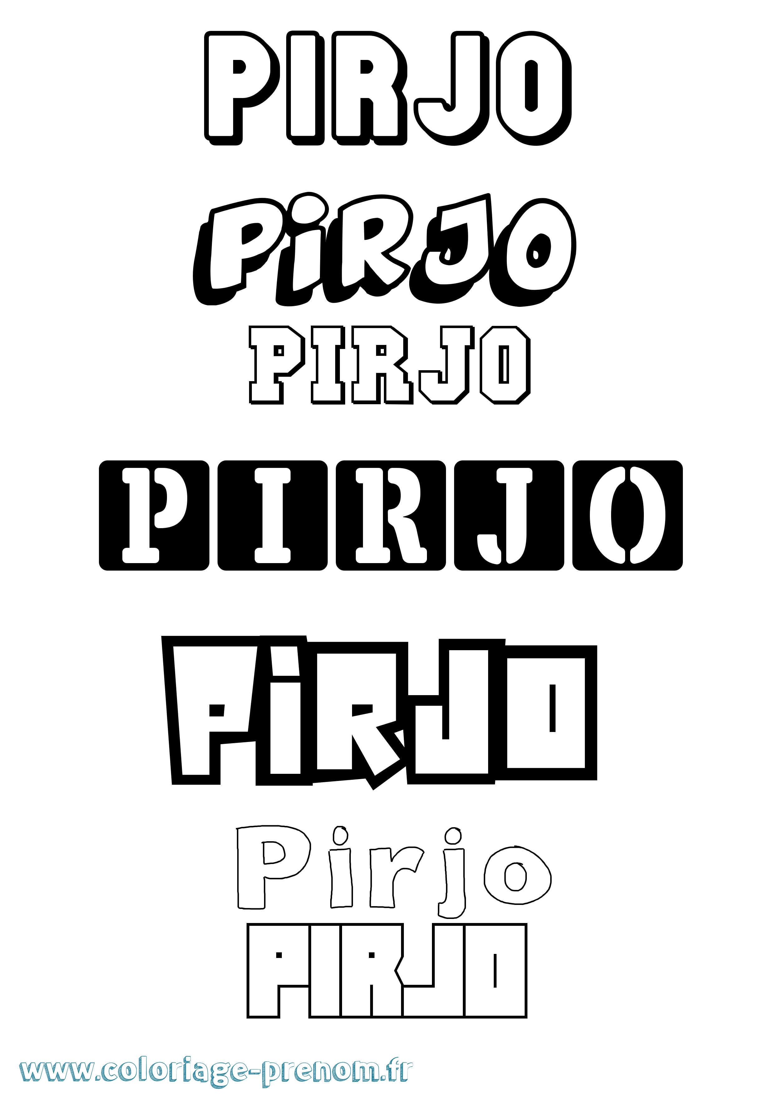 Coloriage Pirjo Simple Coloriage prénom Pirjo Simple