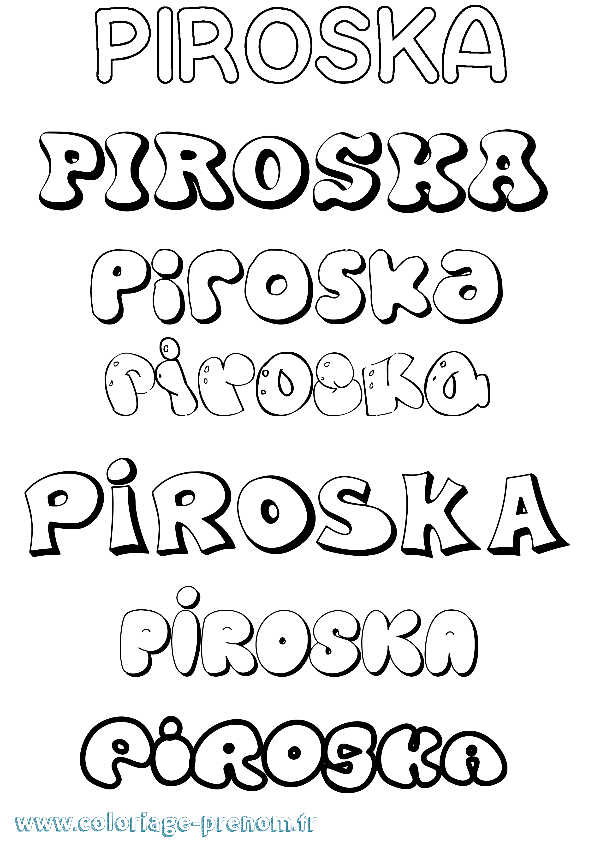 Coloriage Piroska Bubble Coloriage prénom Piroska Bubble