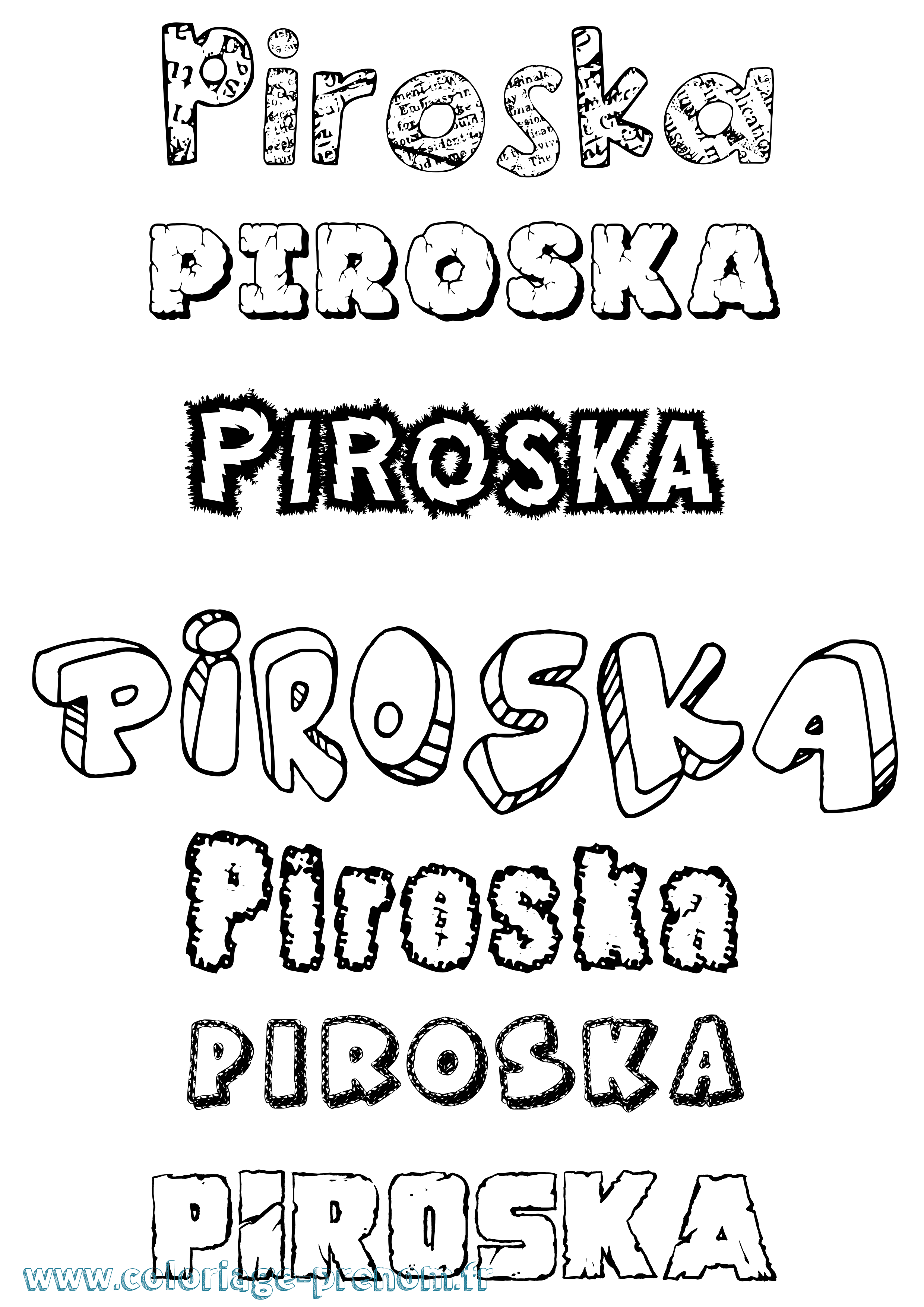 Coloriage Piroska Destructuré Coloriage prénom Piroska Destructuré