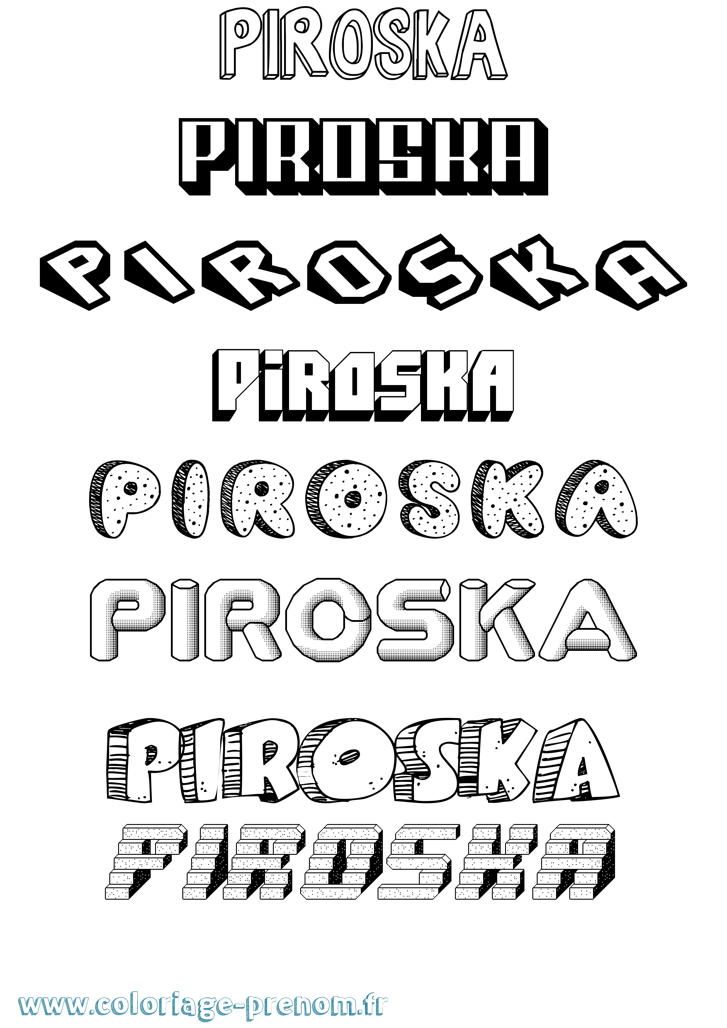 Coloriage Piroska Effet 3D Coloriage prénom Piroska Effet 3D