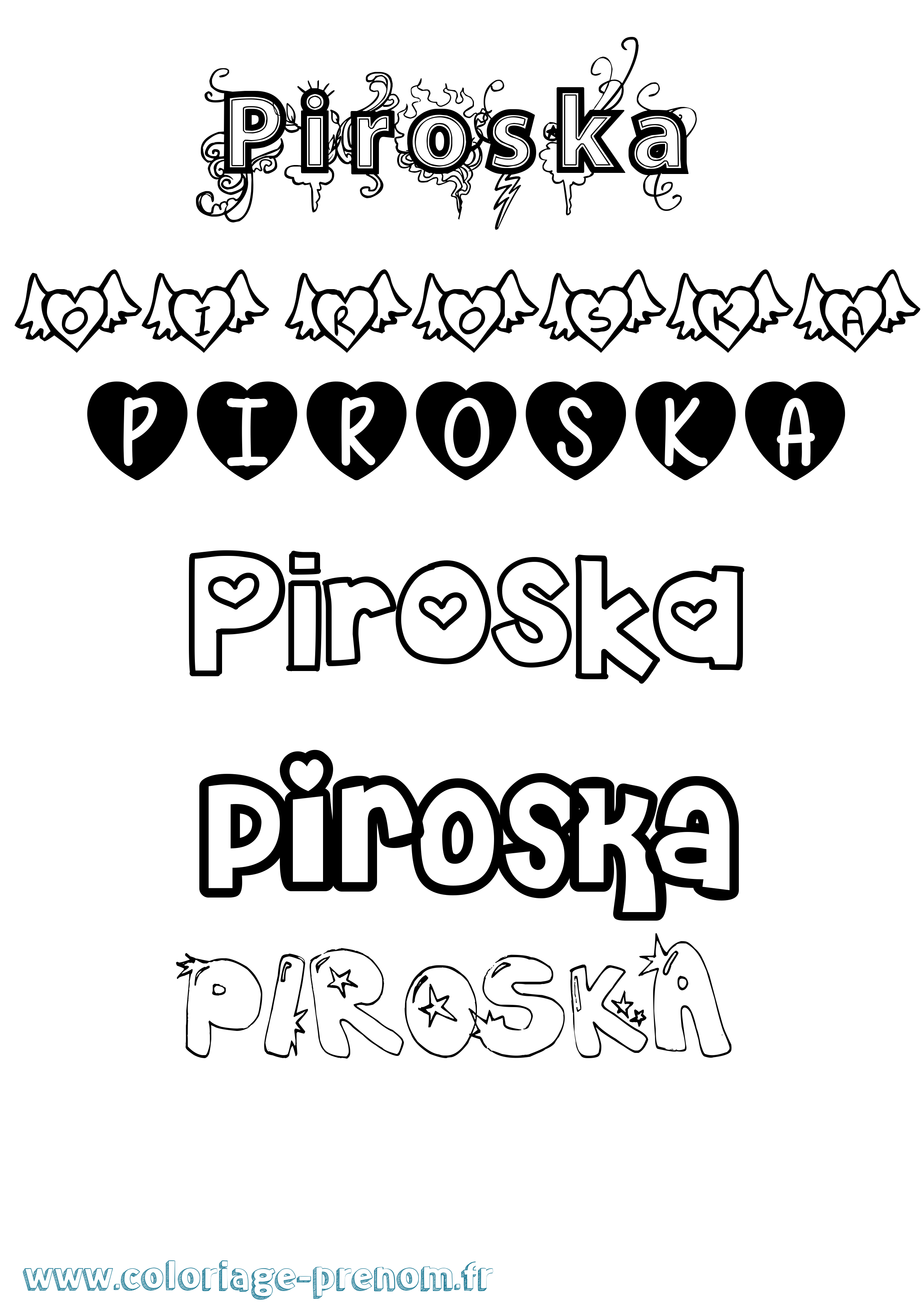 Coloriage Piroska Girly Coloriage prénom Piroska Girly