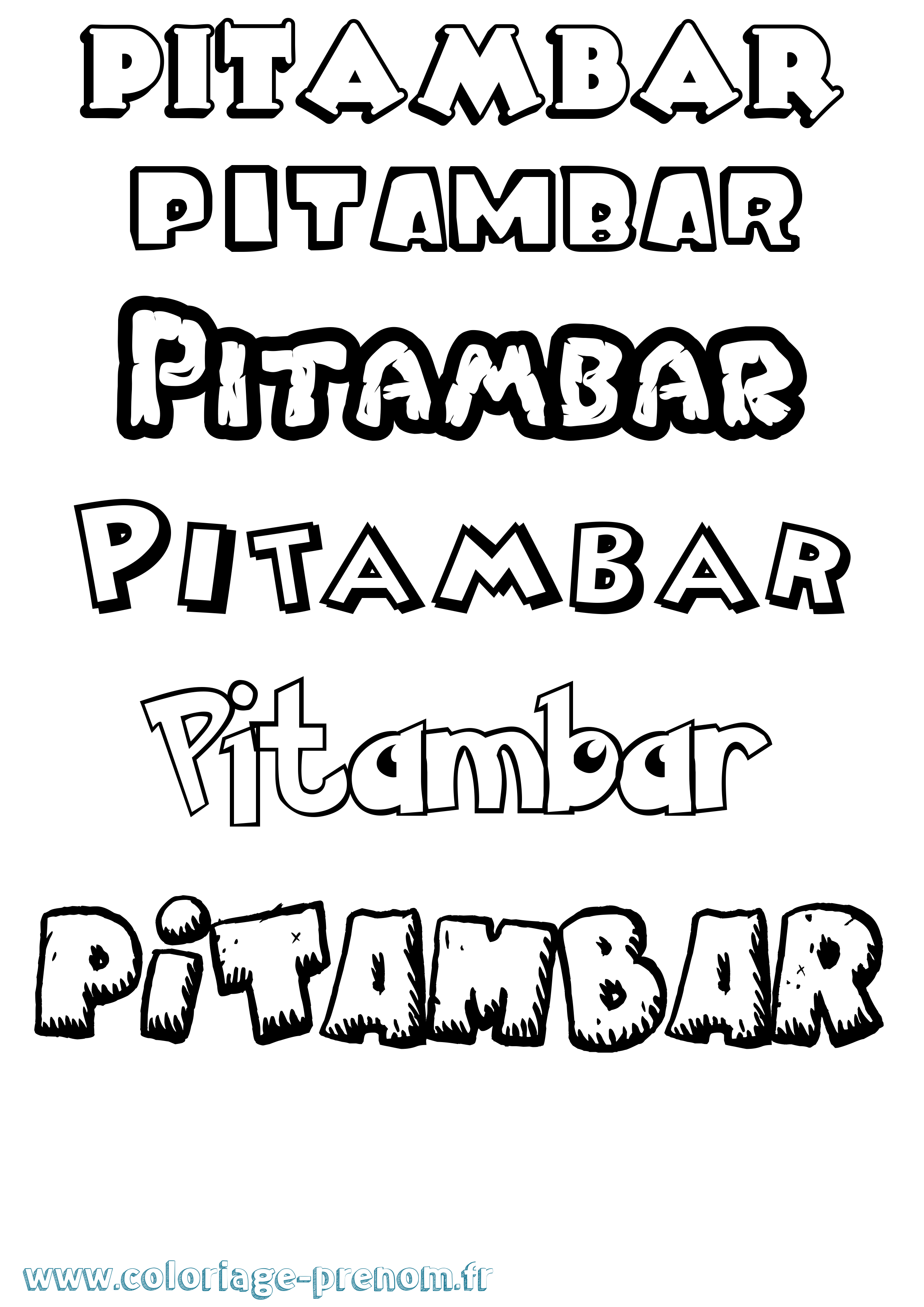 Coloriage Pitambar Dessin Animé Coloriage prénom Pitambar Dessin Animé