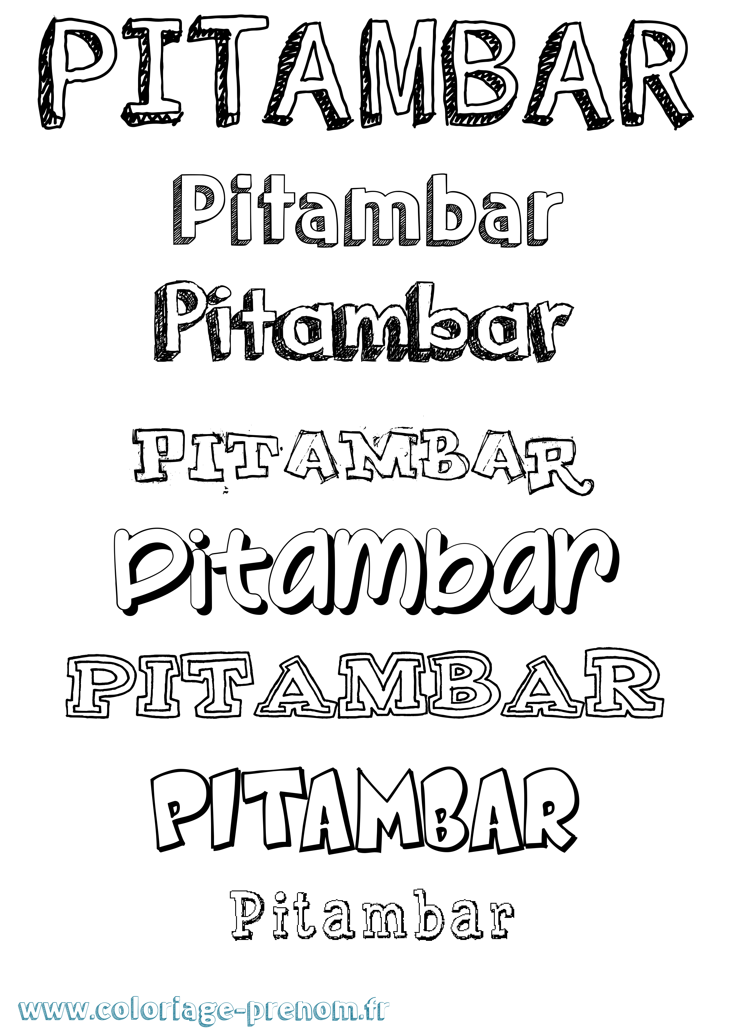 Coloriage Pitambar Dessiné Coloriage prénom Pitambar Dessiné
