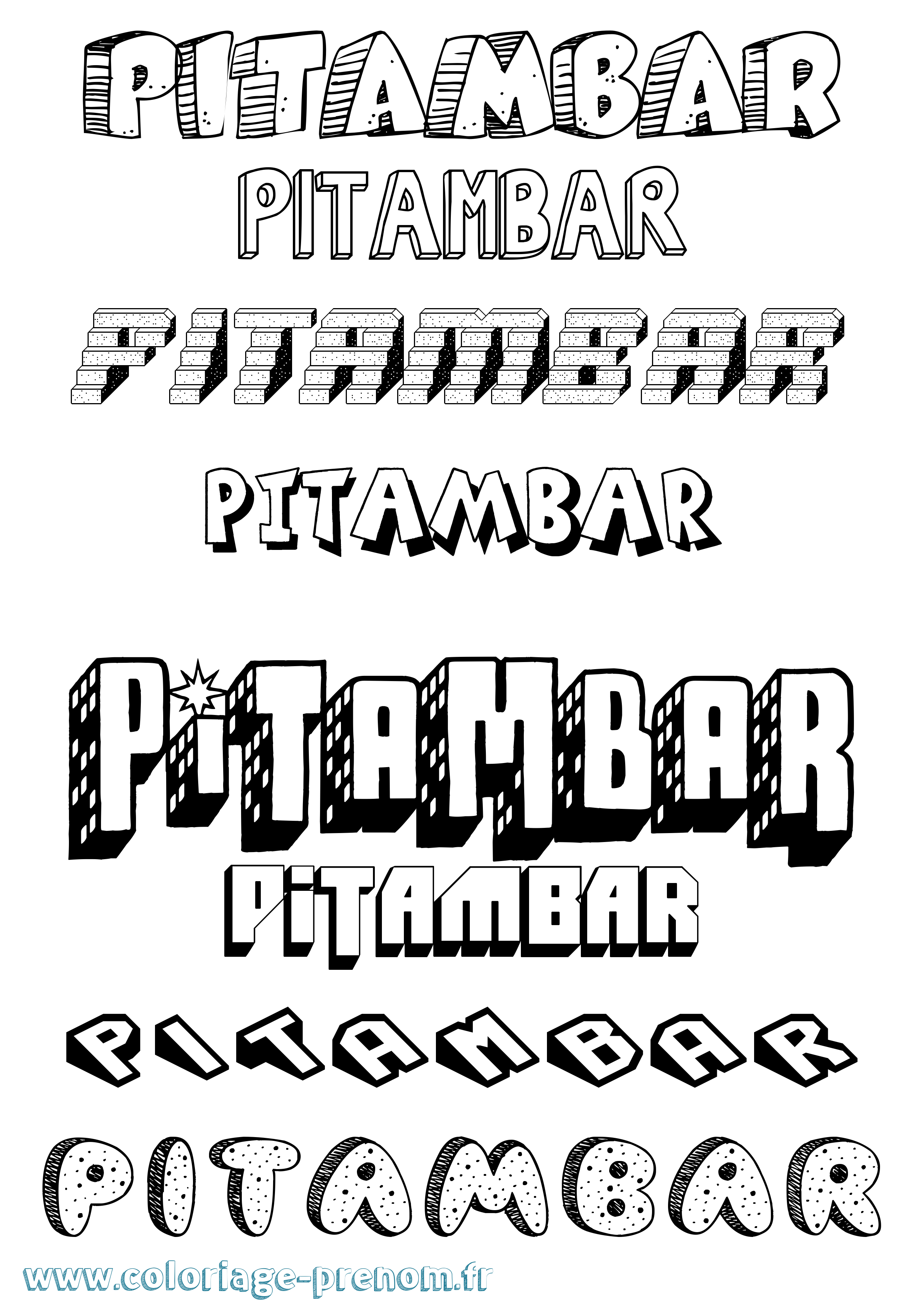 Coloriage Pitambar Effet 3D Coloriage prénom Pitambar Effet 3D