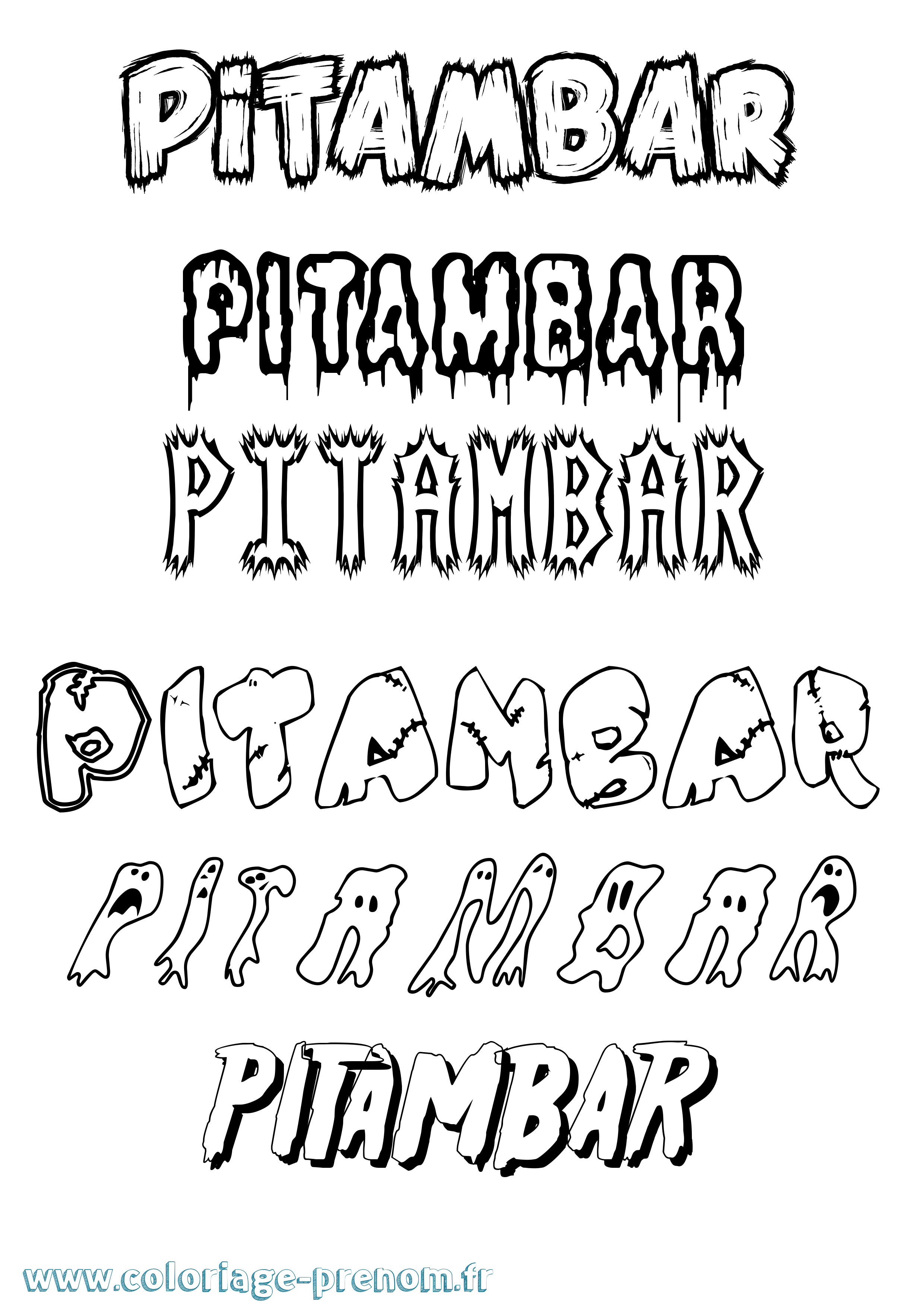 Coloriage Pitambar Frisson Coloriage prénom Pitambar Frisson