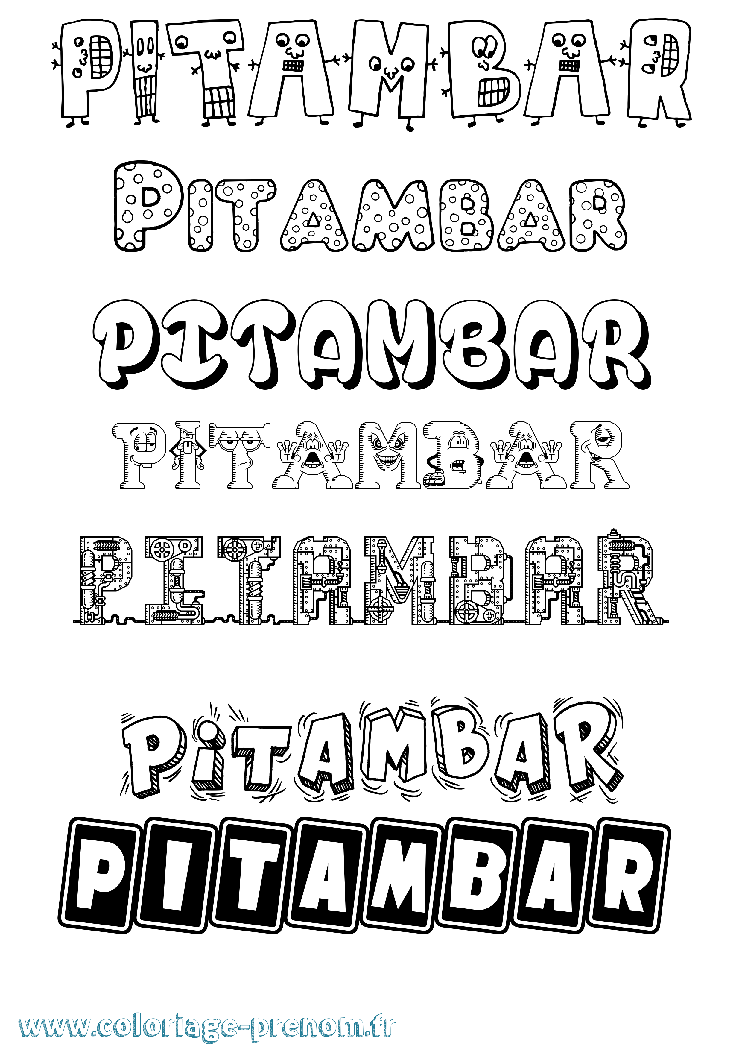 Coloriage Pitambar Fun Coloriage prénom Pitambar Fun