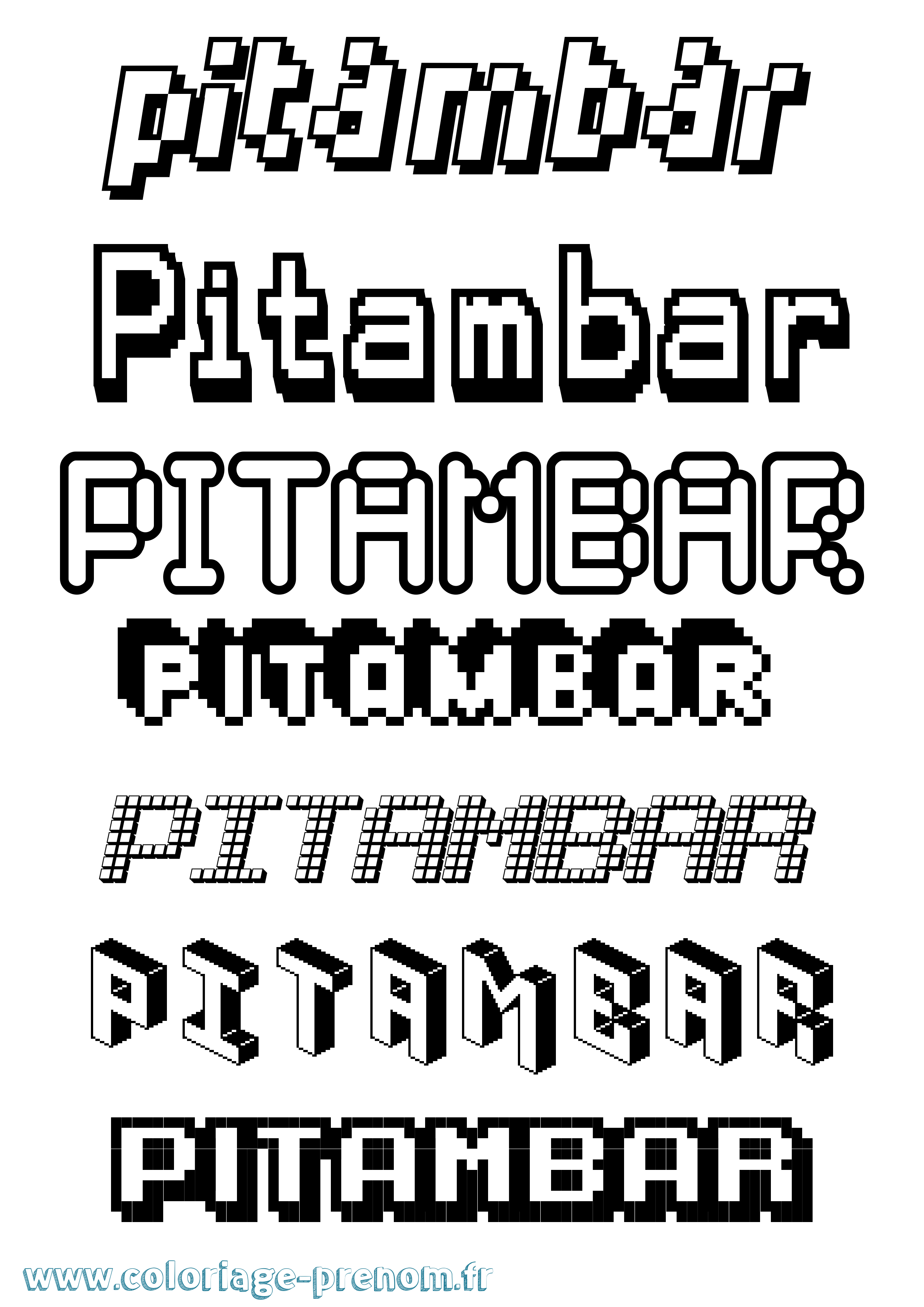 Coloriage Pitambar Pixel Coloriage prénom Pitambar Pixel