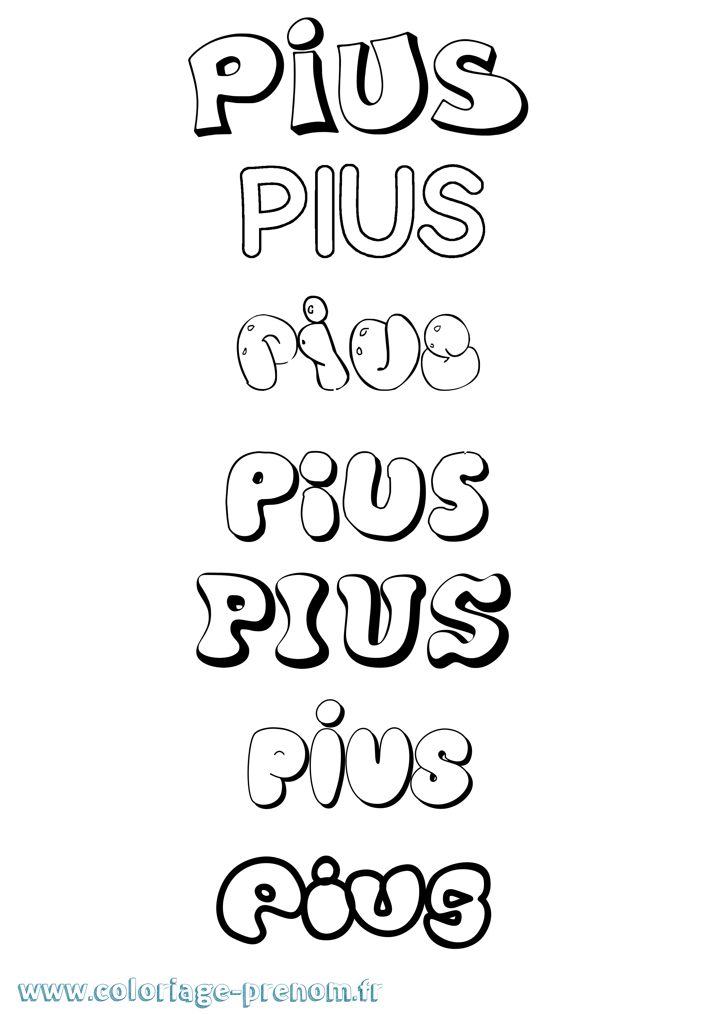 Coloriage Pius Bubble Coloriage prénom Pius Bubble