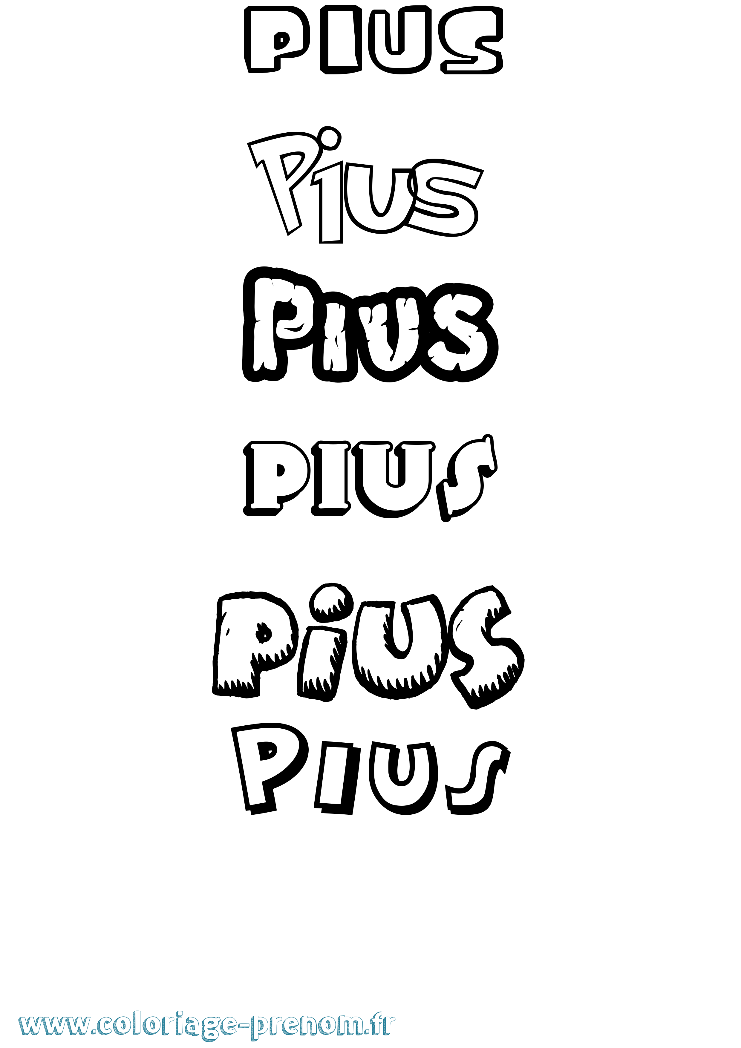 Coloriage Pius Dessin Animé Coloriage prénom Pius Dessin Animé