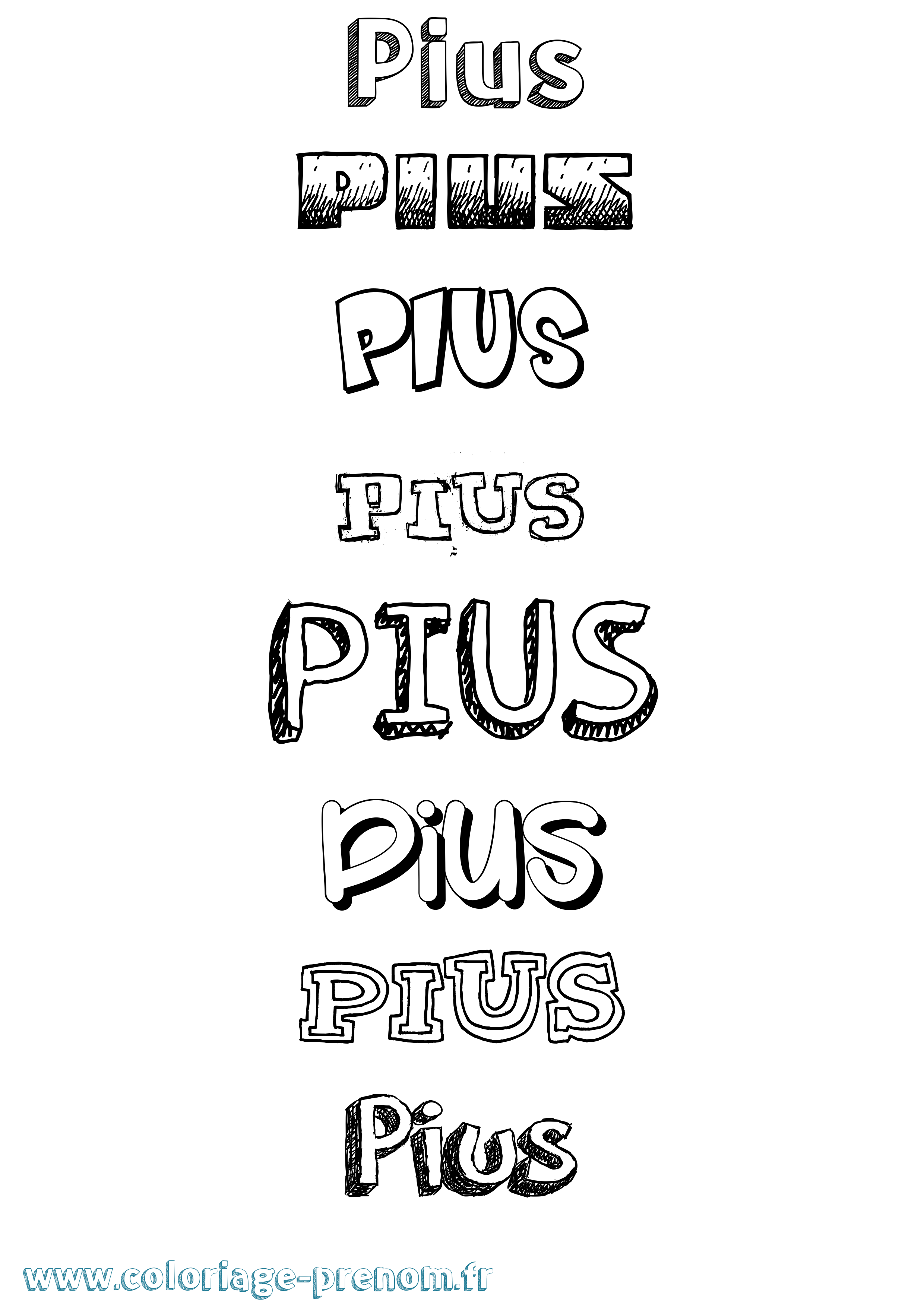 Coloriage Pius Dessiné Coloriage prénom Pius Dessiné