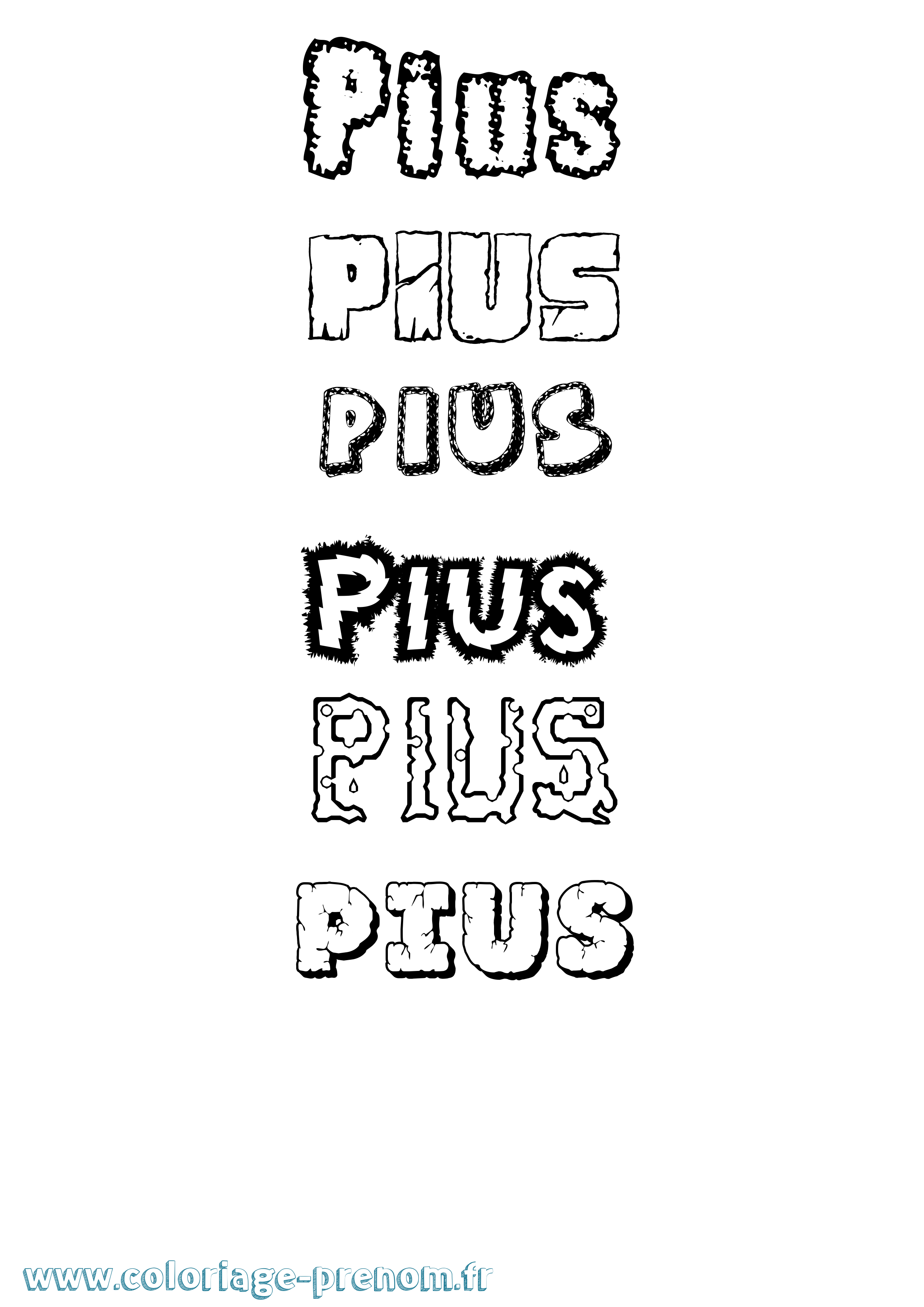 Coloriage Pius Destructuré Coloriage prénom Pius Destructuré