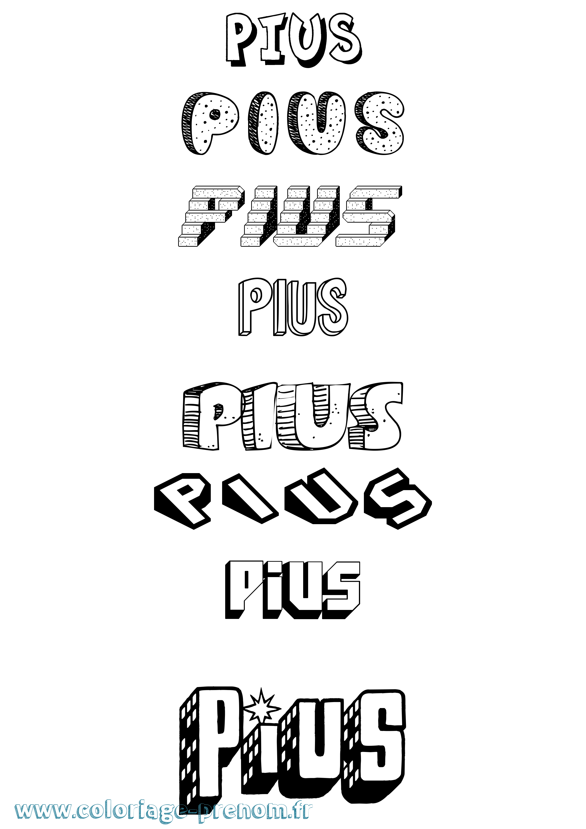 Coloriage Pius Effet 3D Coloriage prénom Pius Effet 3D