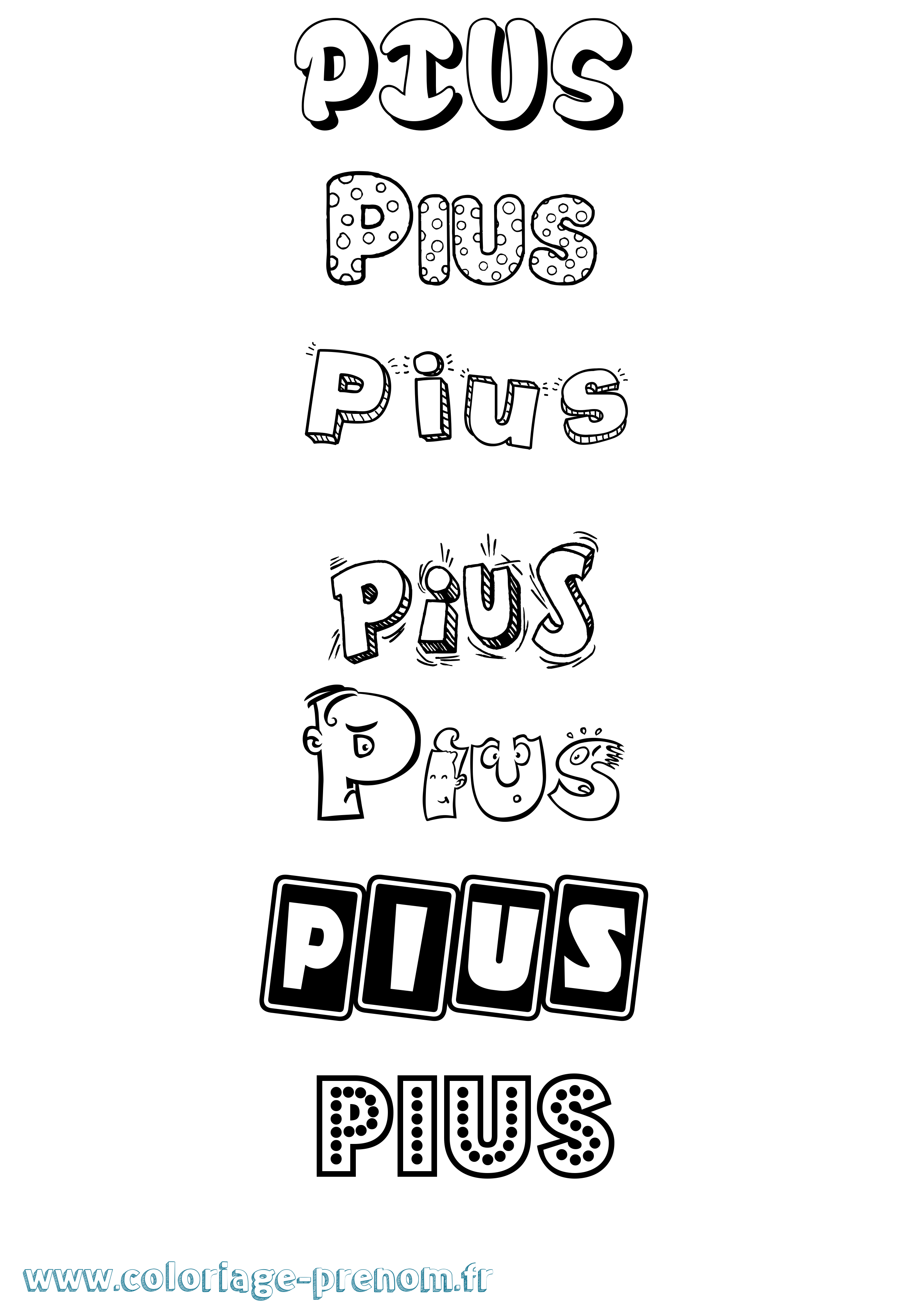 Coloriage Pius Fun Coloriage prénom Pius Fun