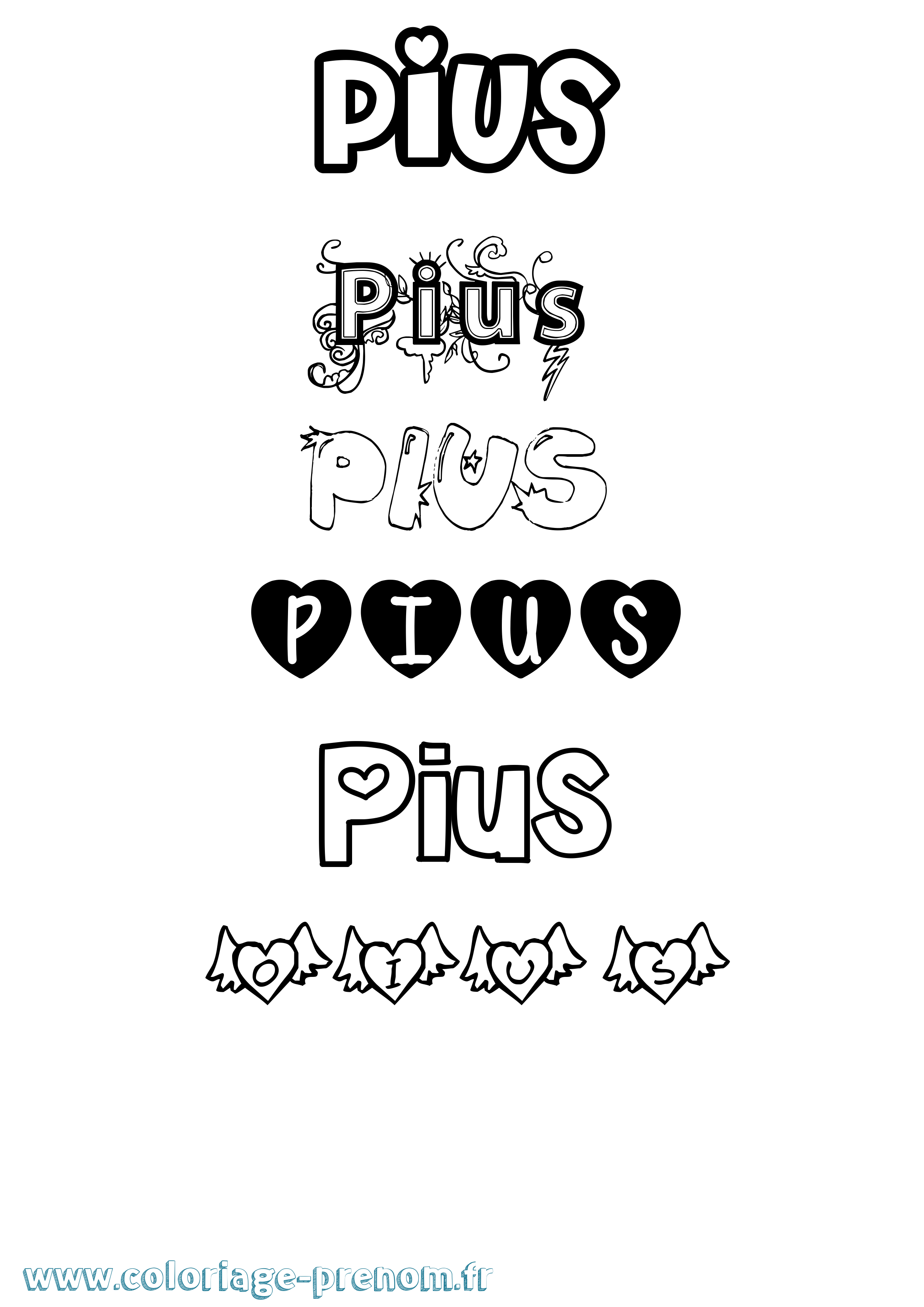 Coloriage Pius Girly Coloriage prénom Pius Girly
