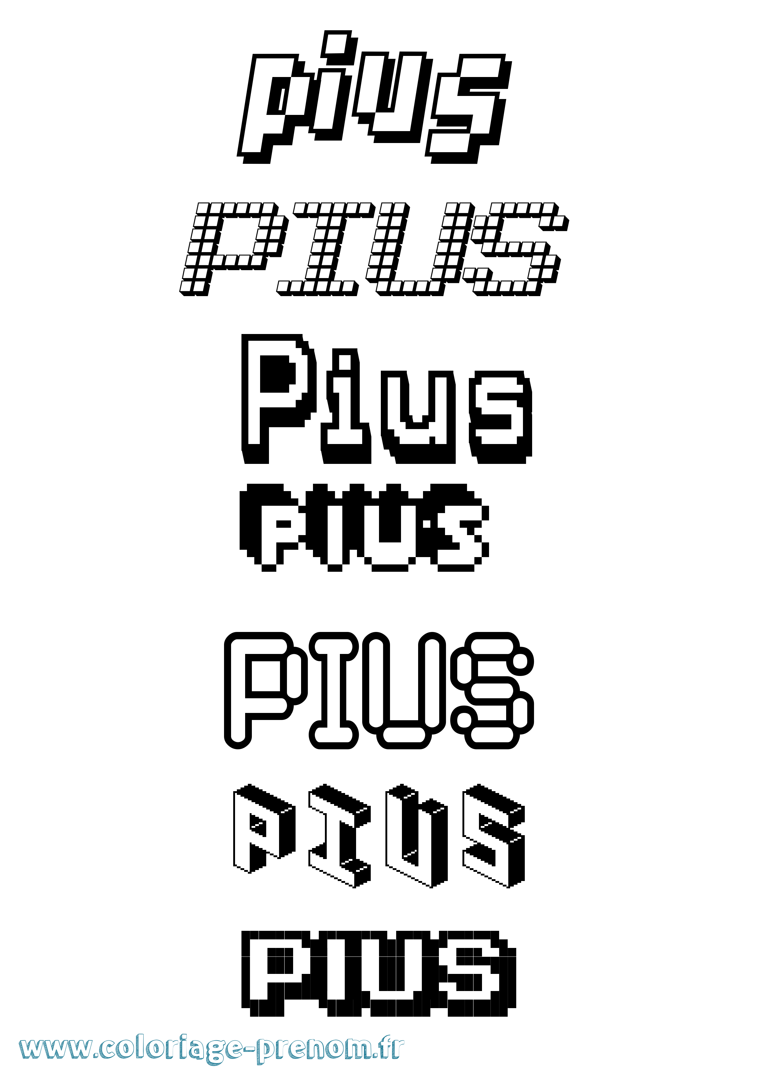 Coloriage Pius Pixel Coloriage prénom Pius Pixel