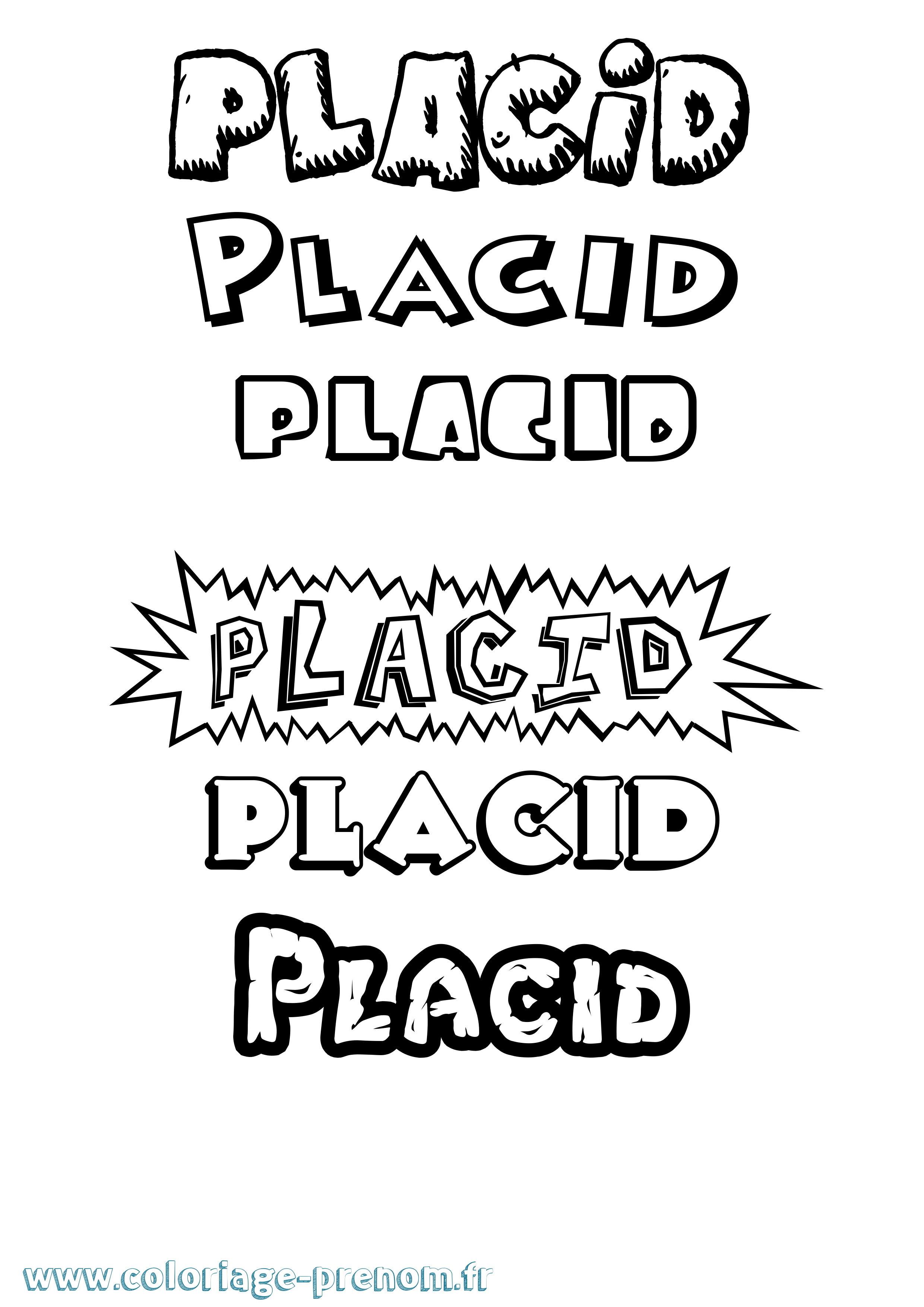 Coloriage Placid Dessin Animé Coloriage prénom Placid Dessin Animé