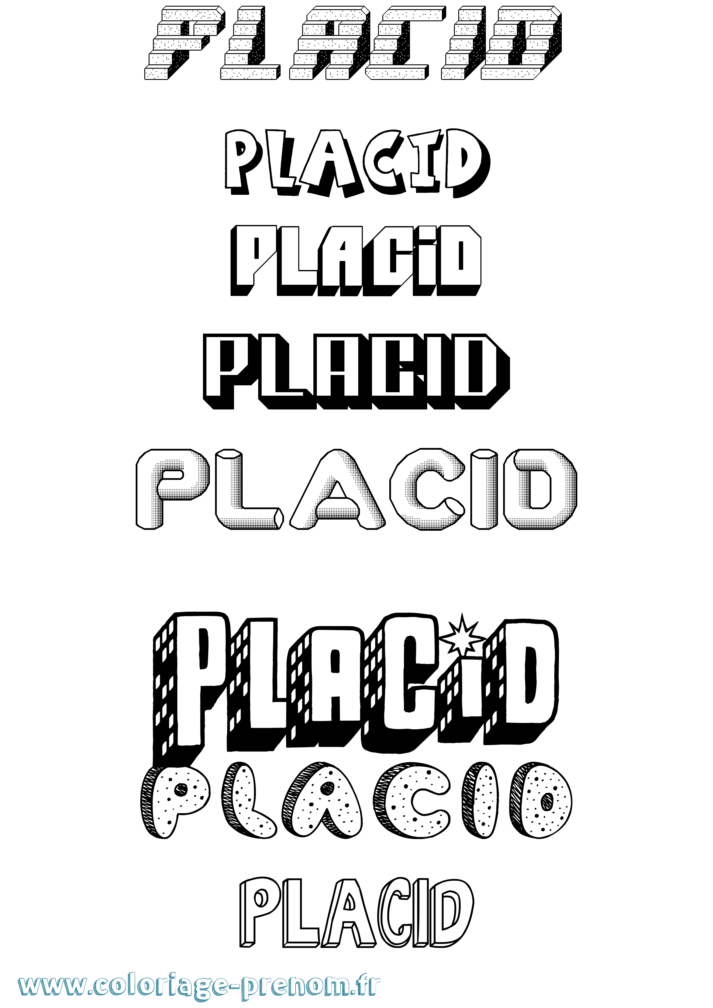 Coloriage Placid Effet 3D Coloriage prénom Placid Effet 3D