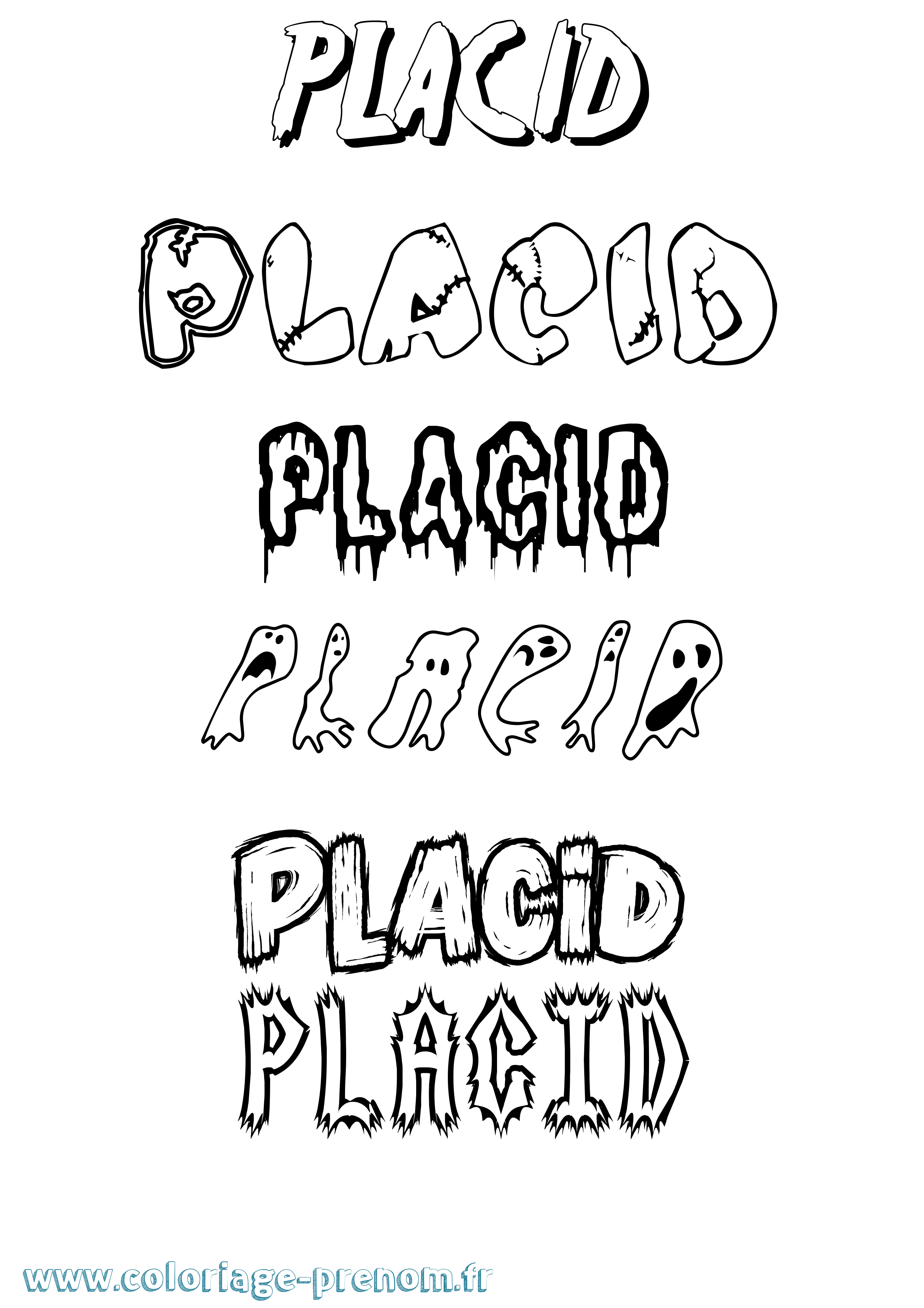 Coloriage Placid Frisson Coloriage prénom Placid Frisson