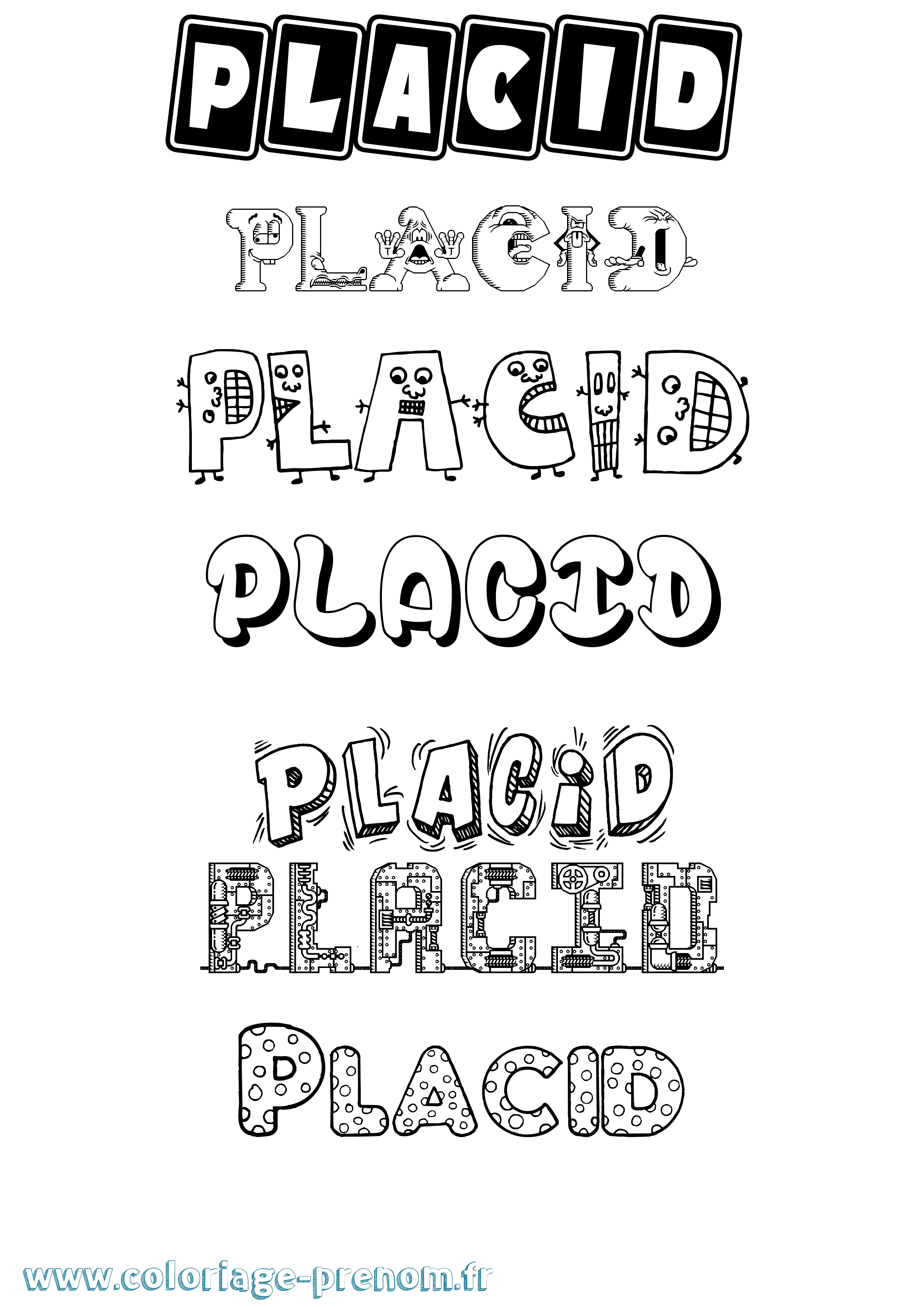 Coloriage Placid Fun Coloriage prénom Placid Fun