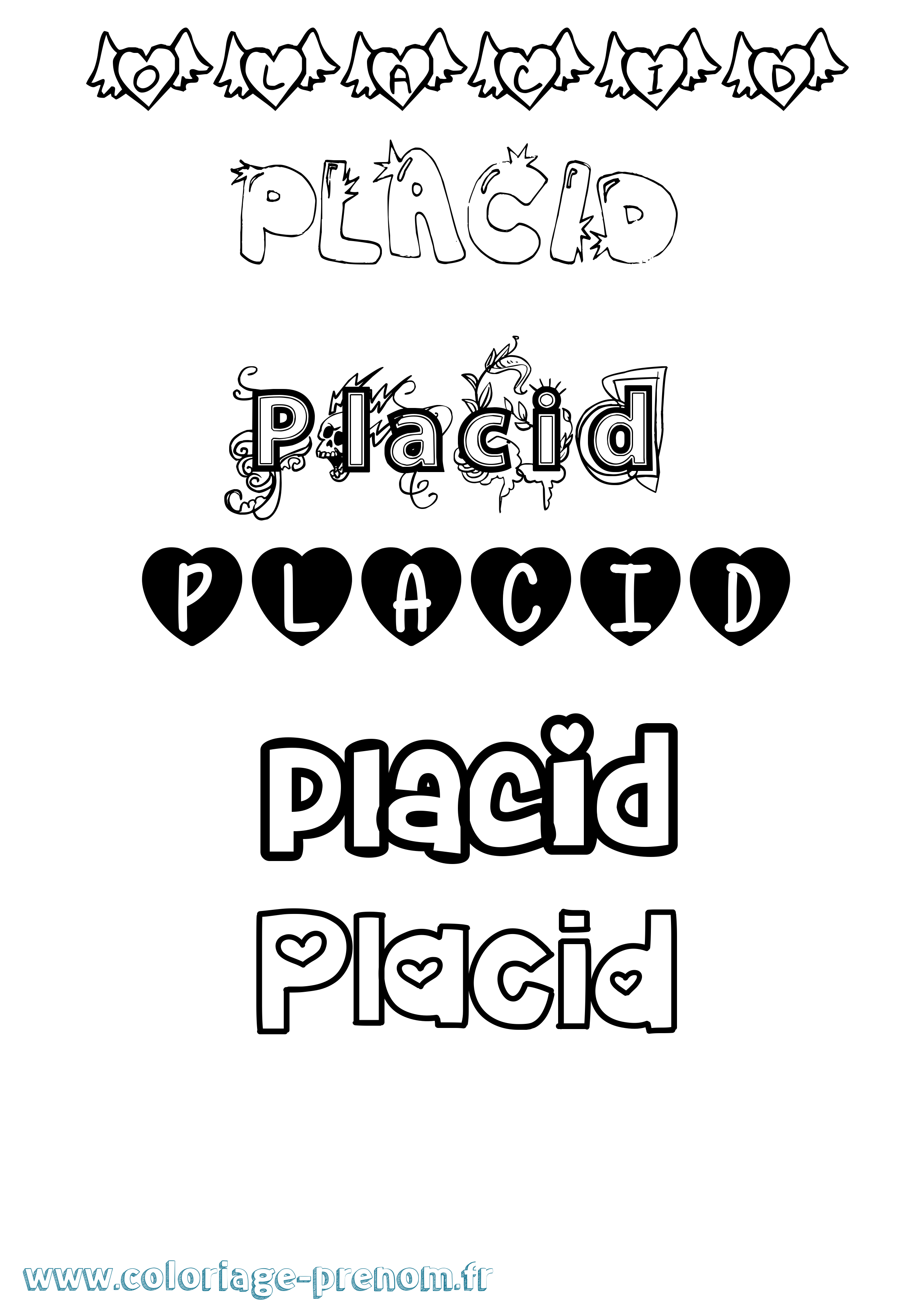 Coloriage Placid Girly Coloriage prénom Placid Girly