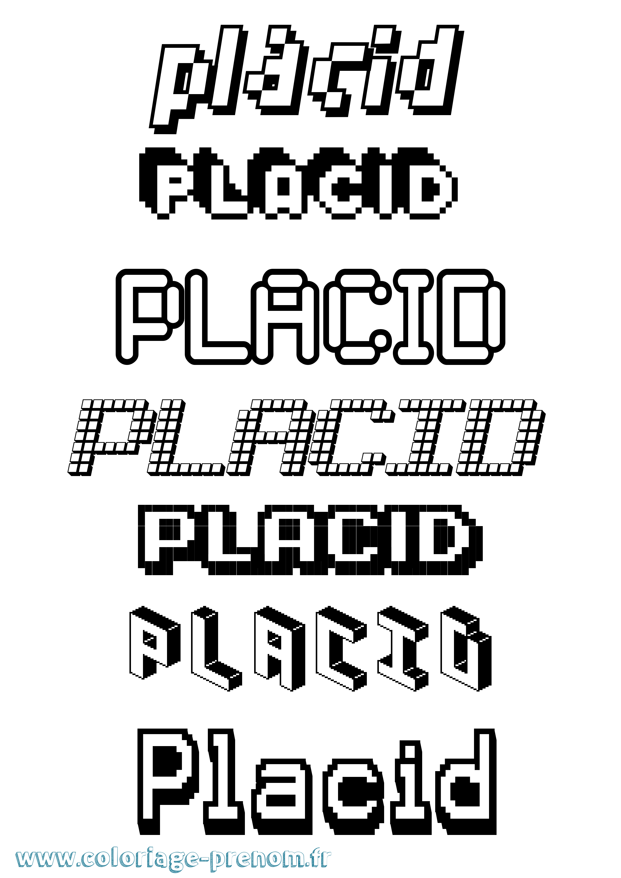 Coloriage Placid Pixel Coloriage prénom Placid Pixel
