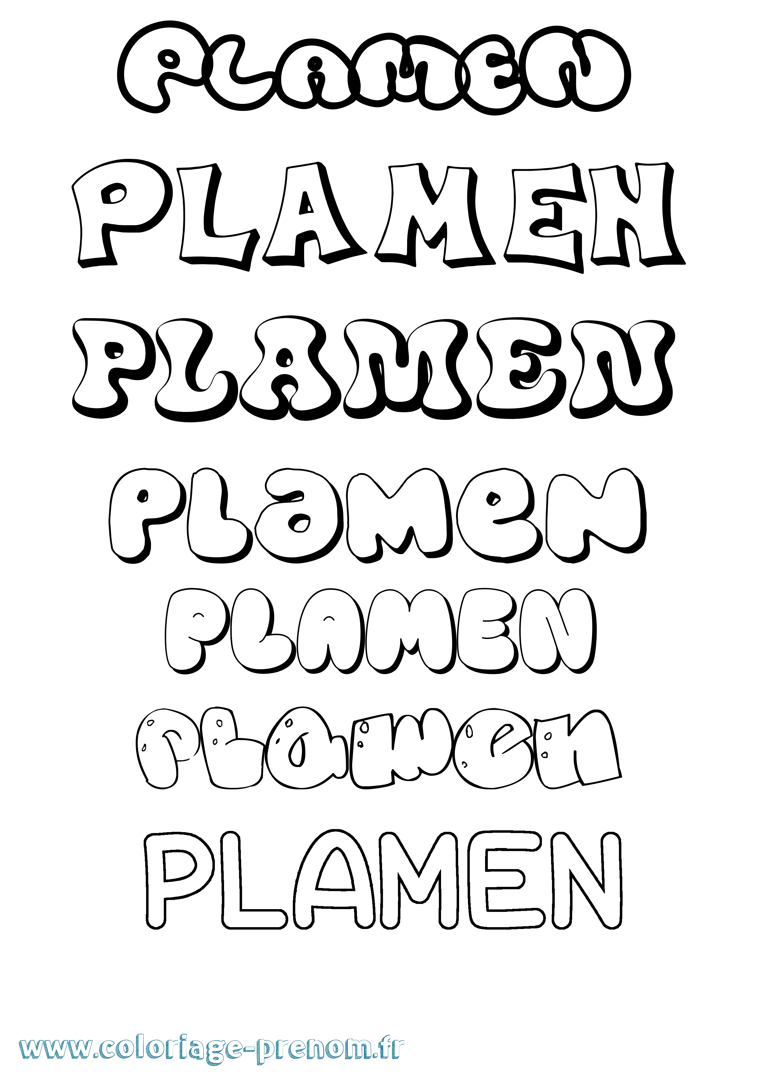 Coloriage Plamen Bubble Coloriage prénom Plamen Bubble