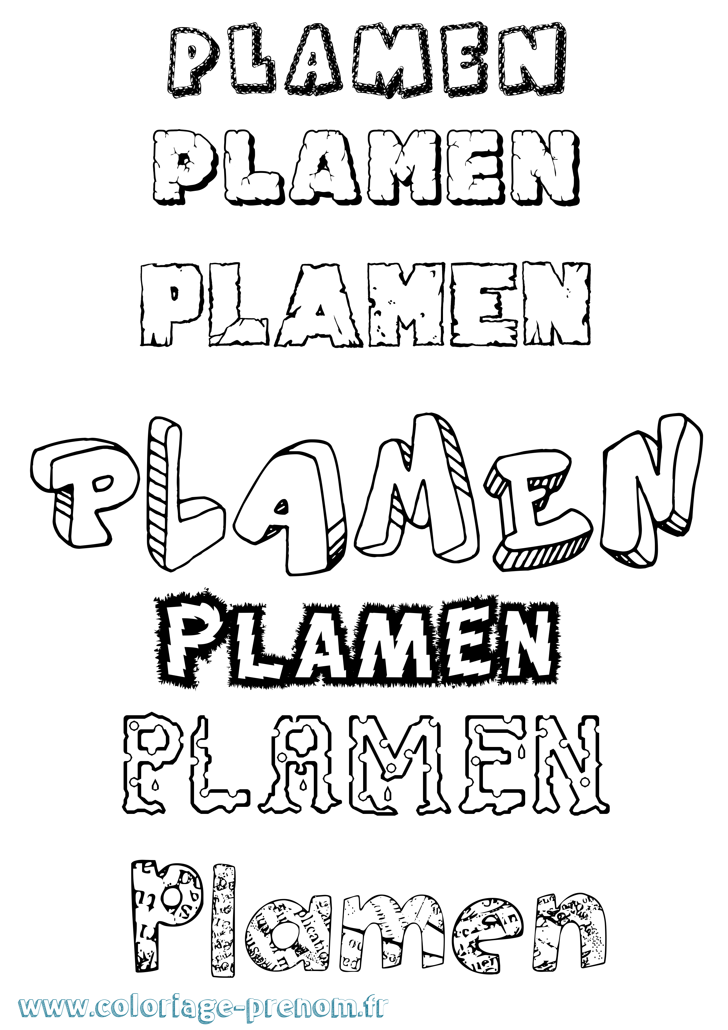 Coloriage Plamen Destructuré Coloriage prénom Plamen Destructuré