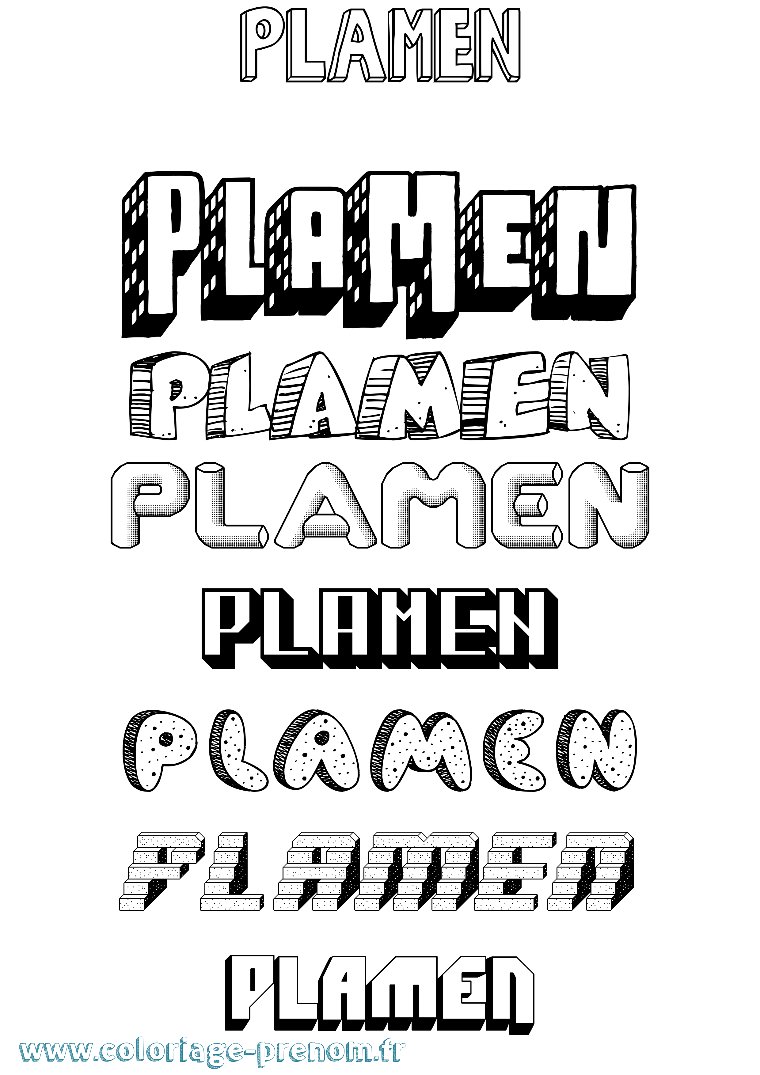 Coloriage Plamen Effet 3D Coloriage prénom Plamen Effet 3D