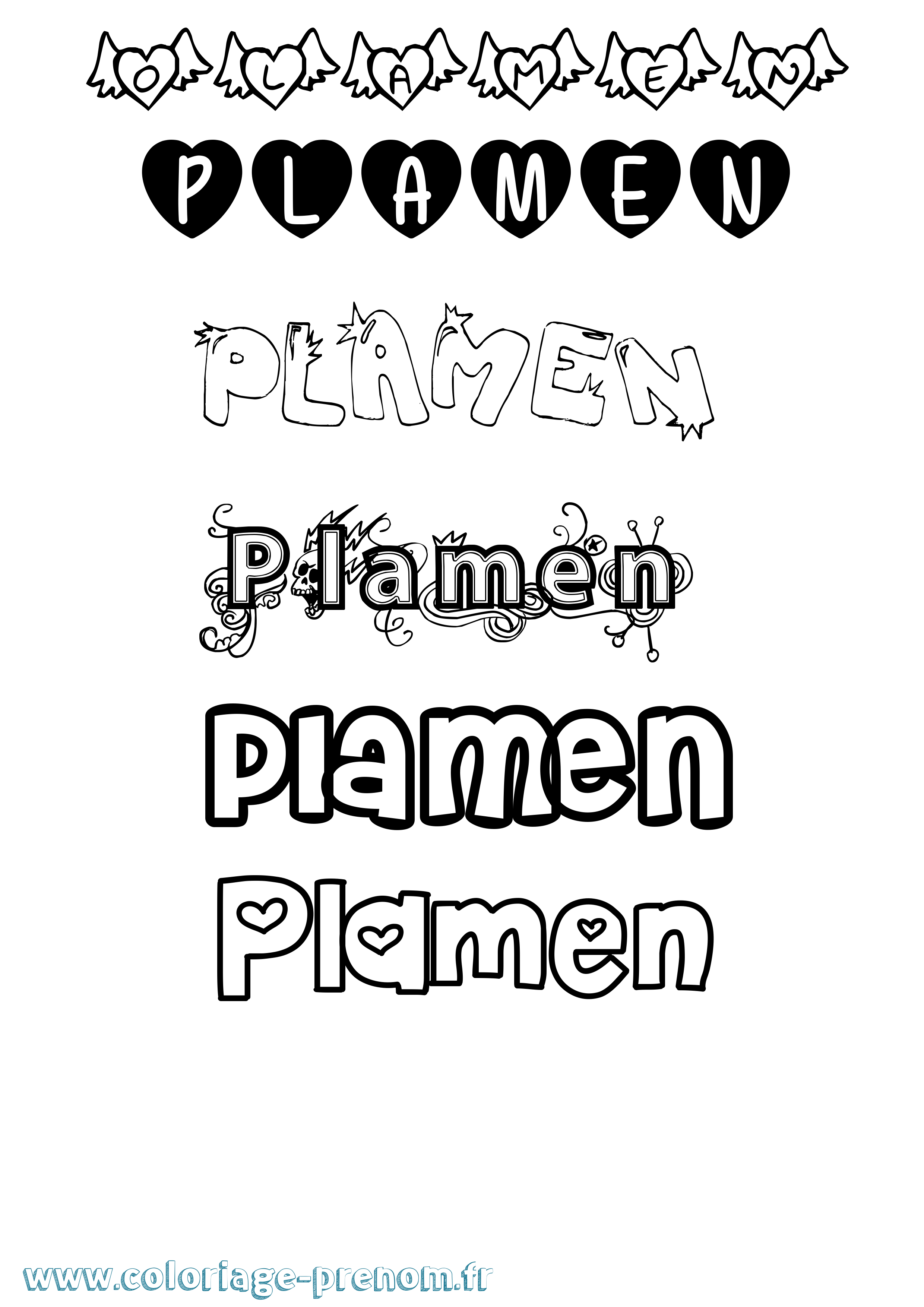 Coloriage Plamen Girly Coloriage prénom Plamen Girly
