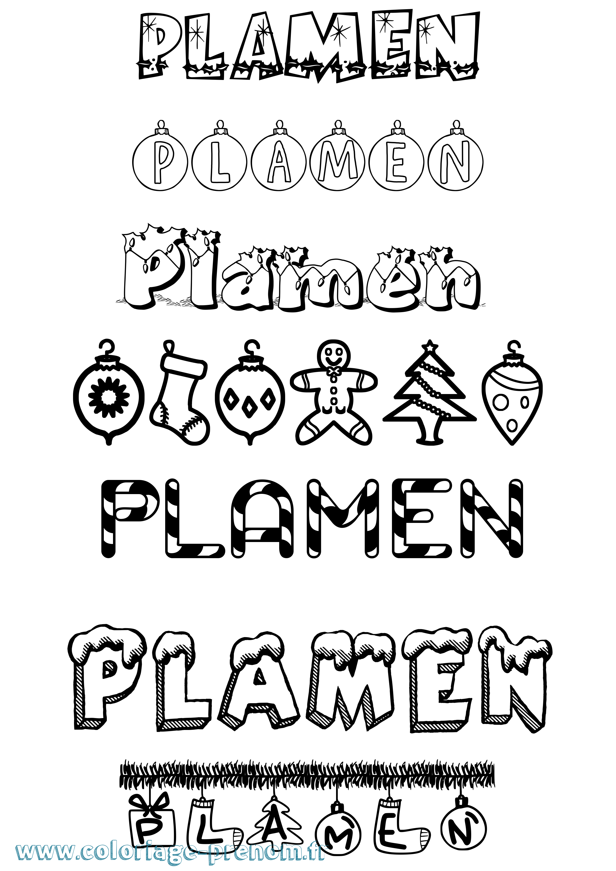 Coloriage Plamen Noël Coloriage prénom Plamen Noël