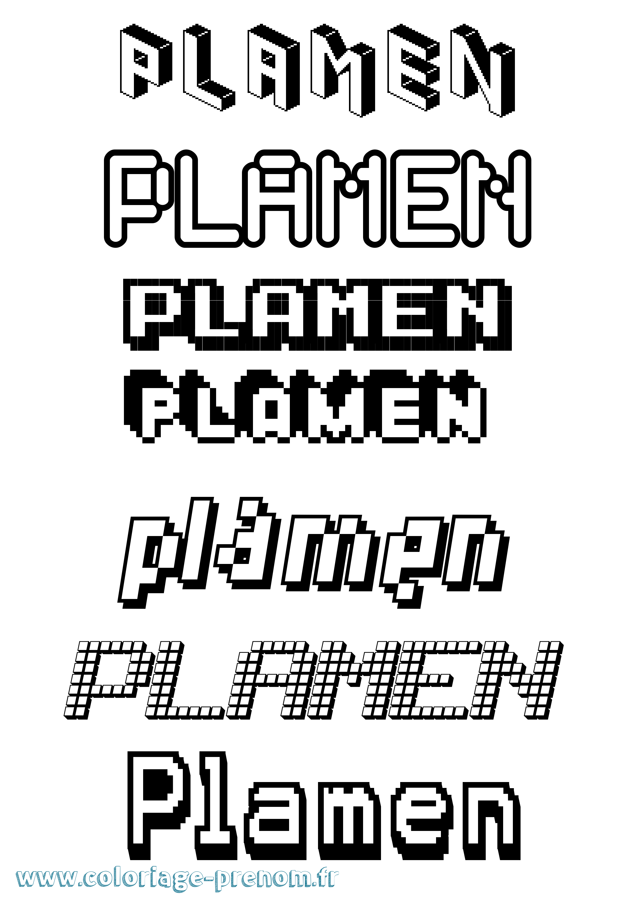 Coloriage Plamen Pixel Coloriage prénom Plamen Pixel