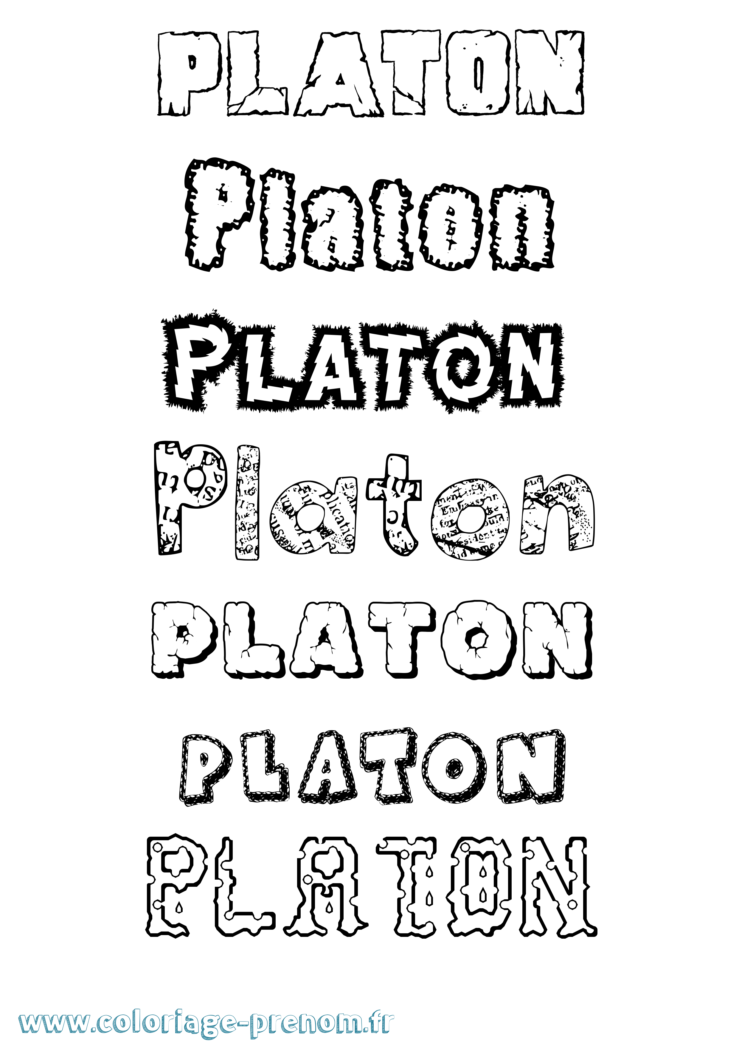 Coloriage Platon Destructuré Coloriage prénom Platon Destructuré