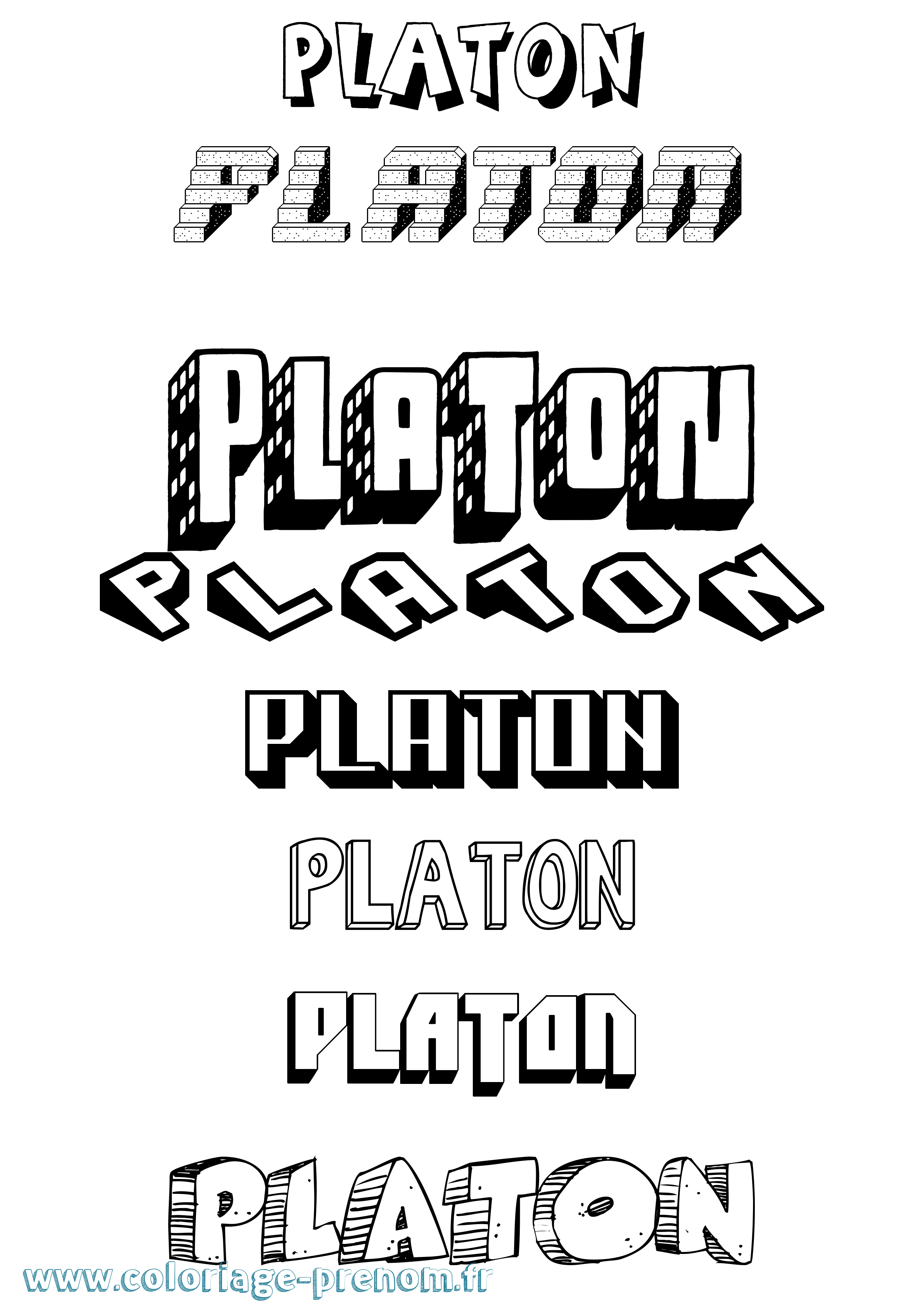 Coloriage Platon Effet 3D Coloriage prénom Platon Effet 3D