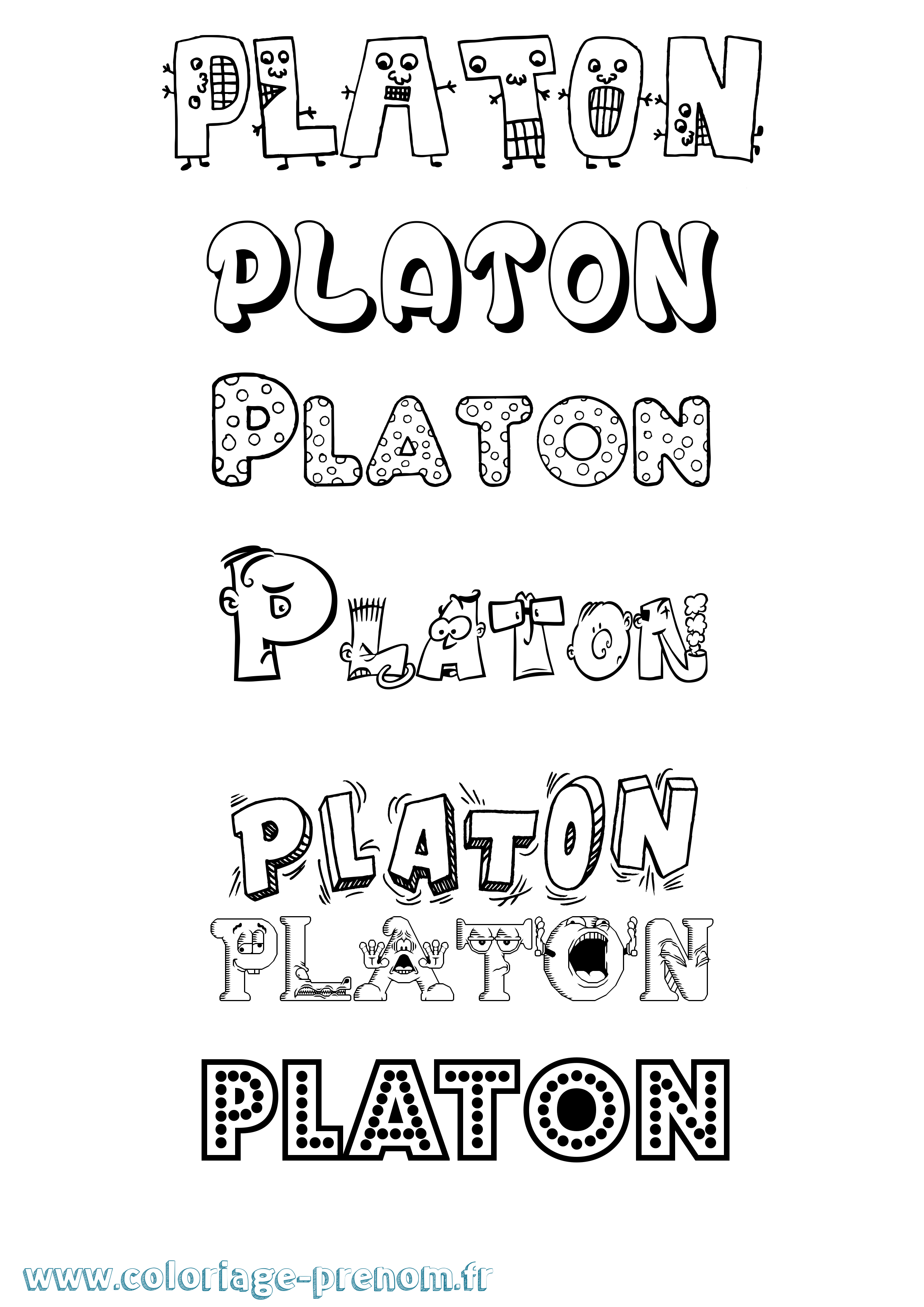 Coloriage Platon Fun Coloriage prénom Platon Fun