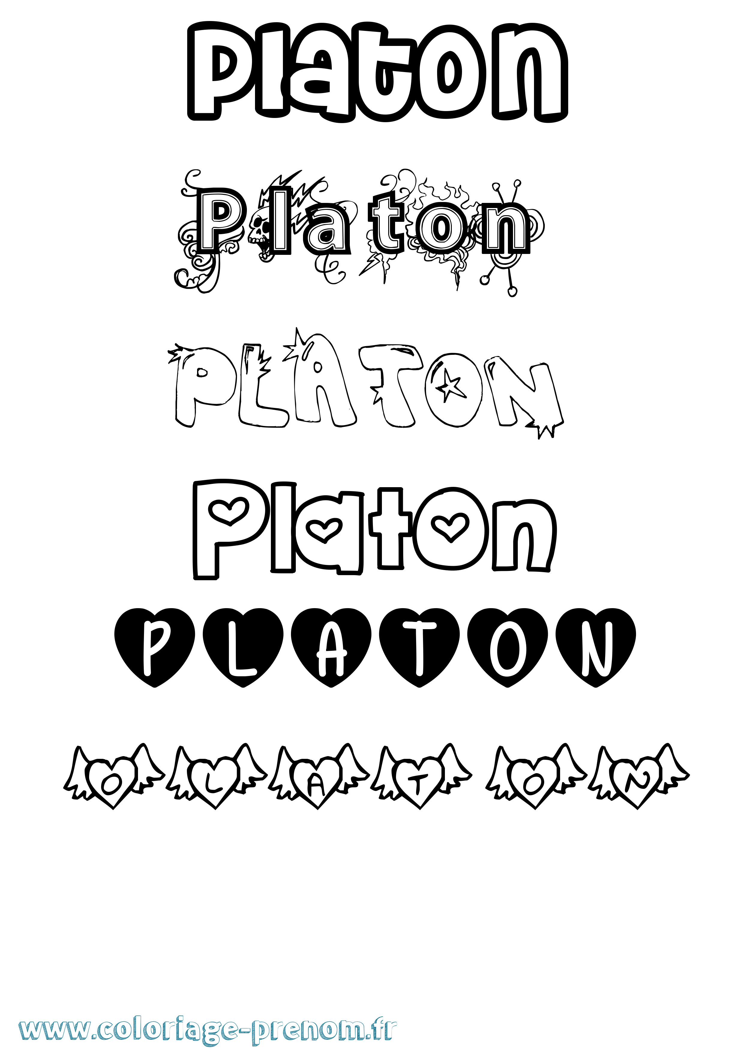 Coloriage Platon Girly Coloriage prénom Platon Girly