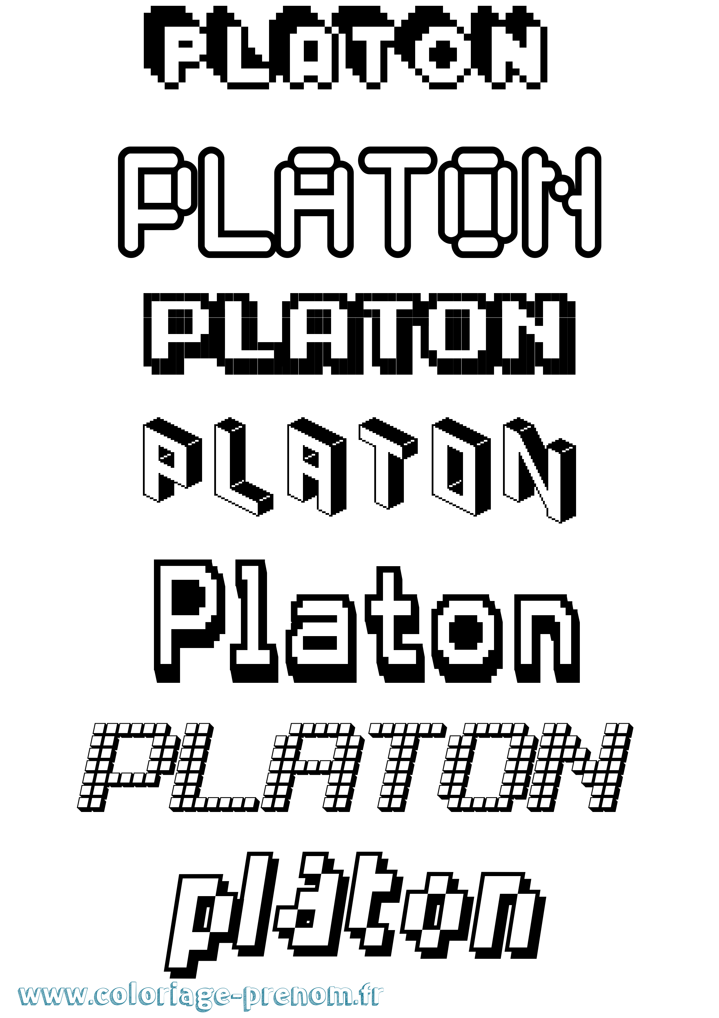 Coloriage Platon Pixel Coloriage prénom Platon Pixel