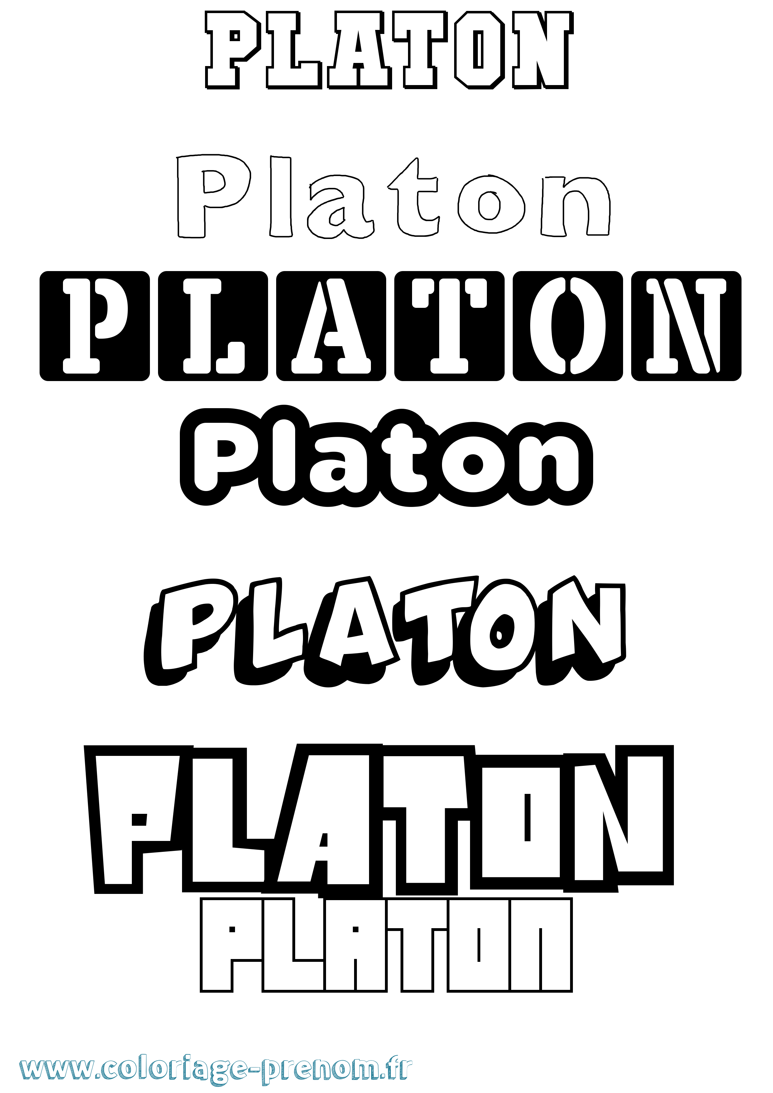 Coloriage Platon Simple Coloriage prénom Platon Simple