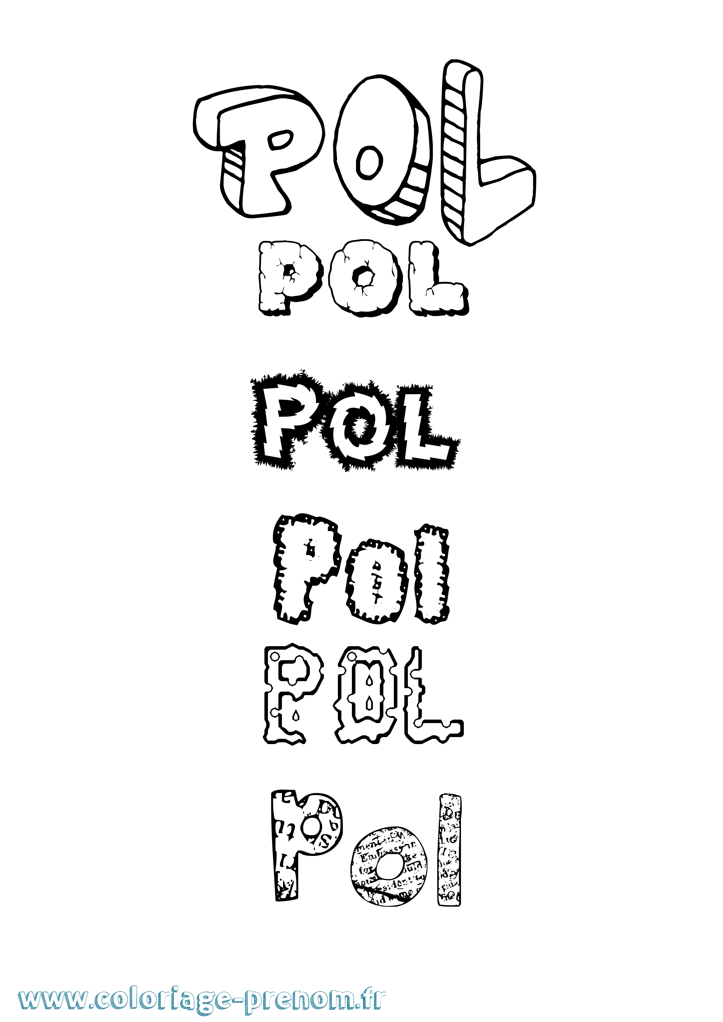 Coloriage Pol Destructuré Coloriage prénom Pol Destructuré
